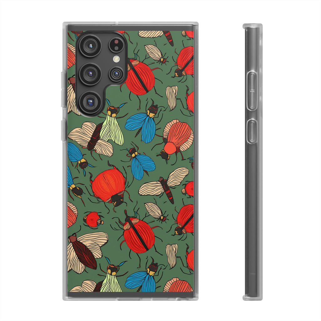 Bug Pattern Phone Case — Colorful Beetles & Flies Design