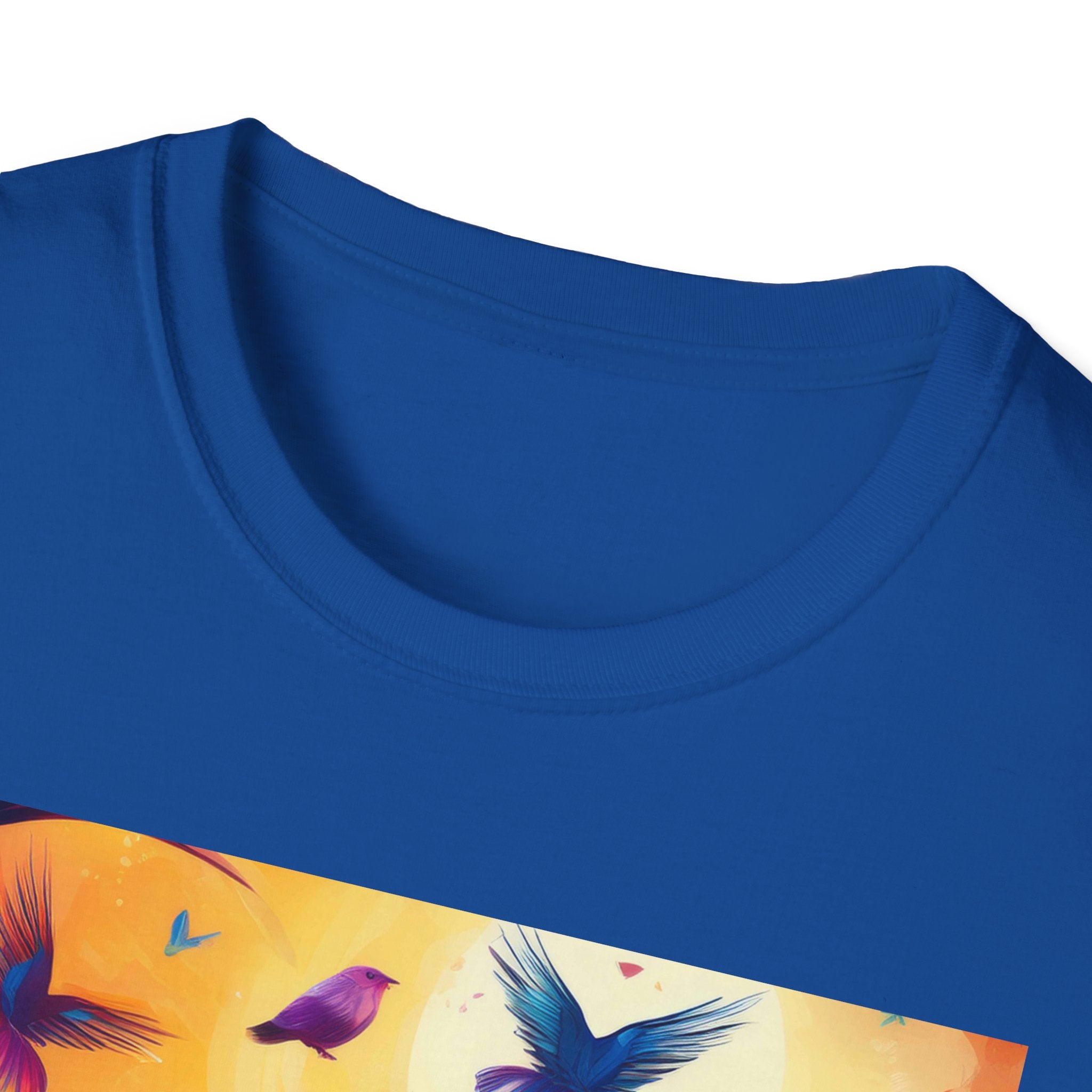 Birds at Dawn Graphic T-Shirt — Colorful Floral Songbird Tee