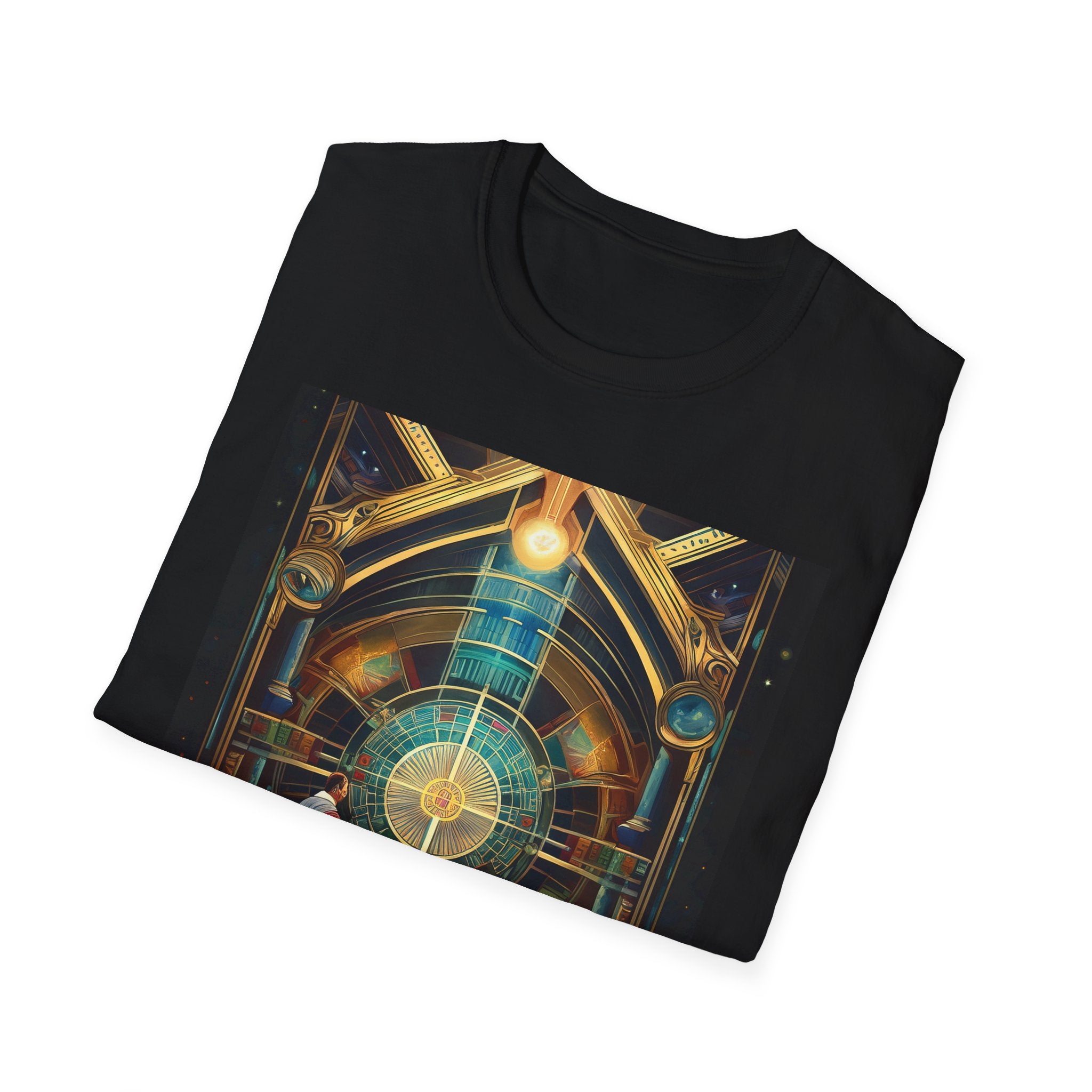 Mystic Observatory Art Tee — Cosmic Circle Gathering Graphic T-Shirt