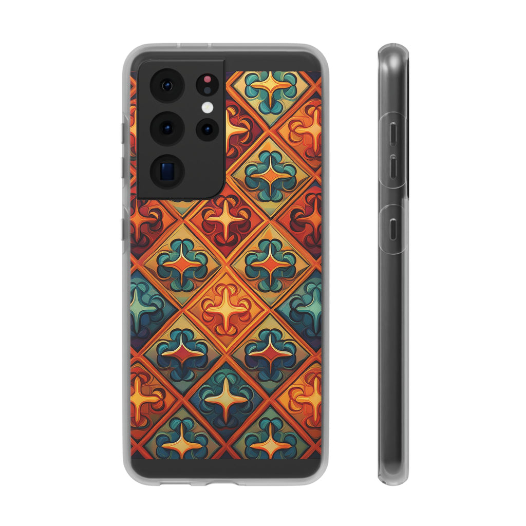 Vintage Tile Pattern Phone Case — Retro Moroccan Geometric Flexi Case