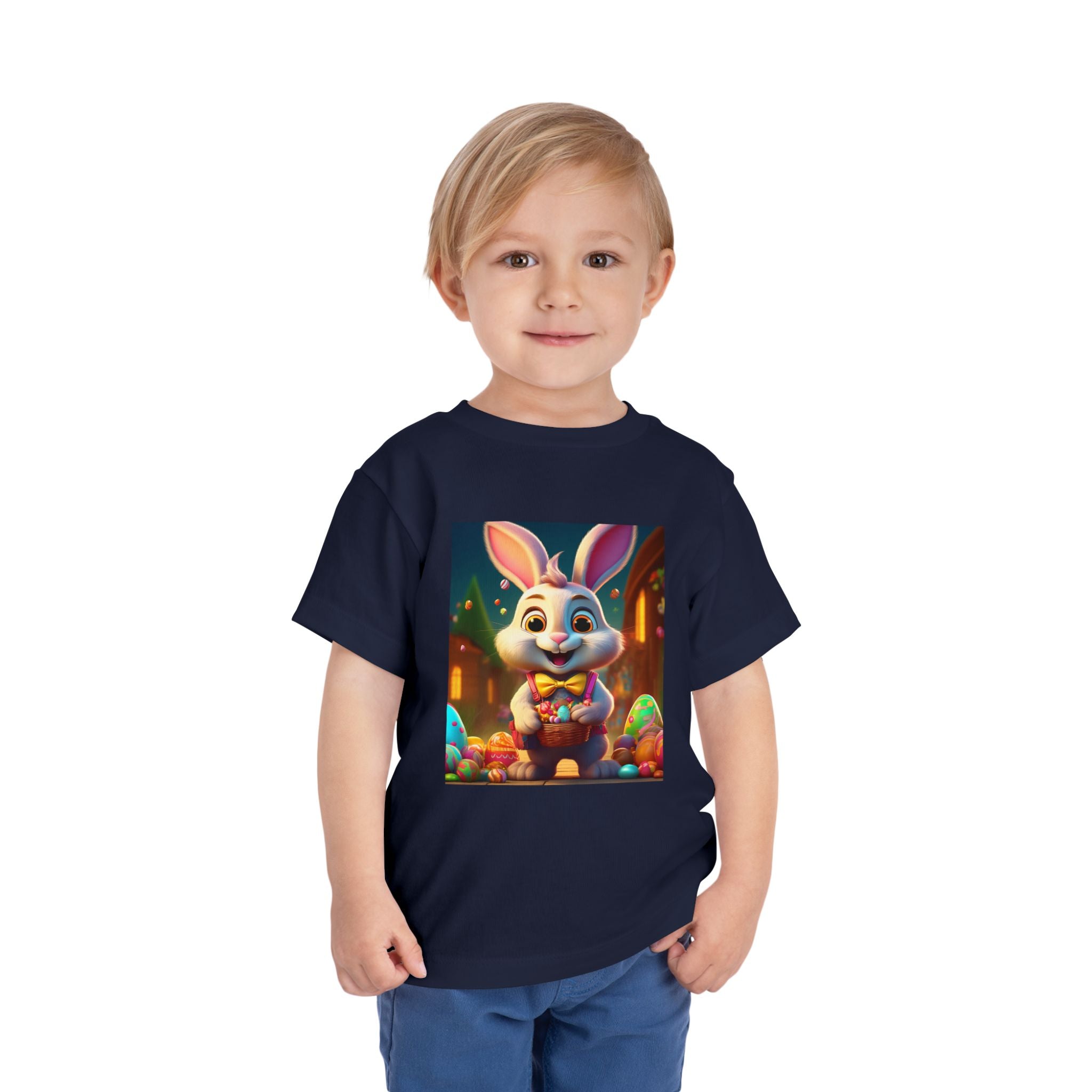 Easter Bunny Toddler Tee — Cute Bunny with Eggs Graphic Shirt