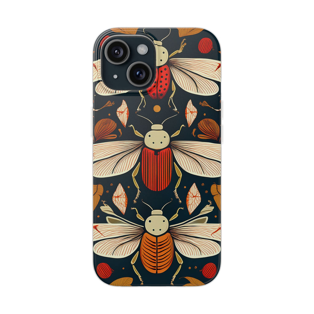Bug Pattern Phone Case — Vintage Floral Firefly Design