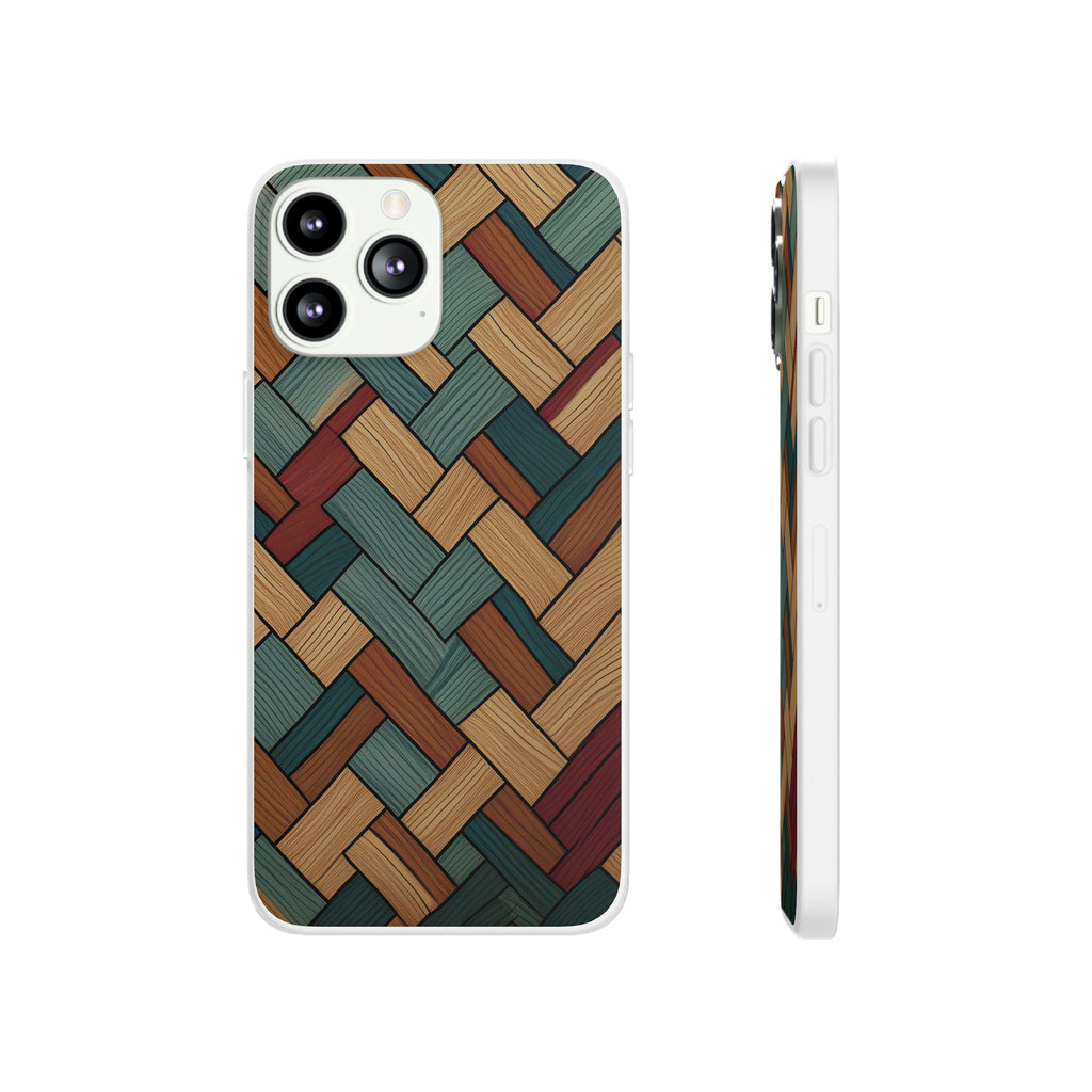 Woven Wood Pattern Phone Case — Rustic Geometric iPhone Flexi Case