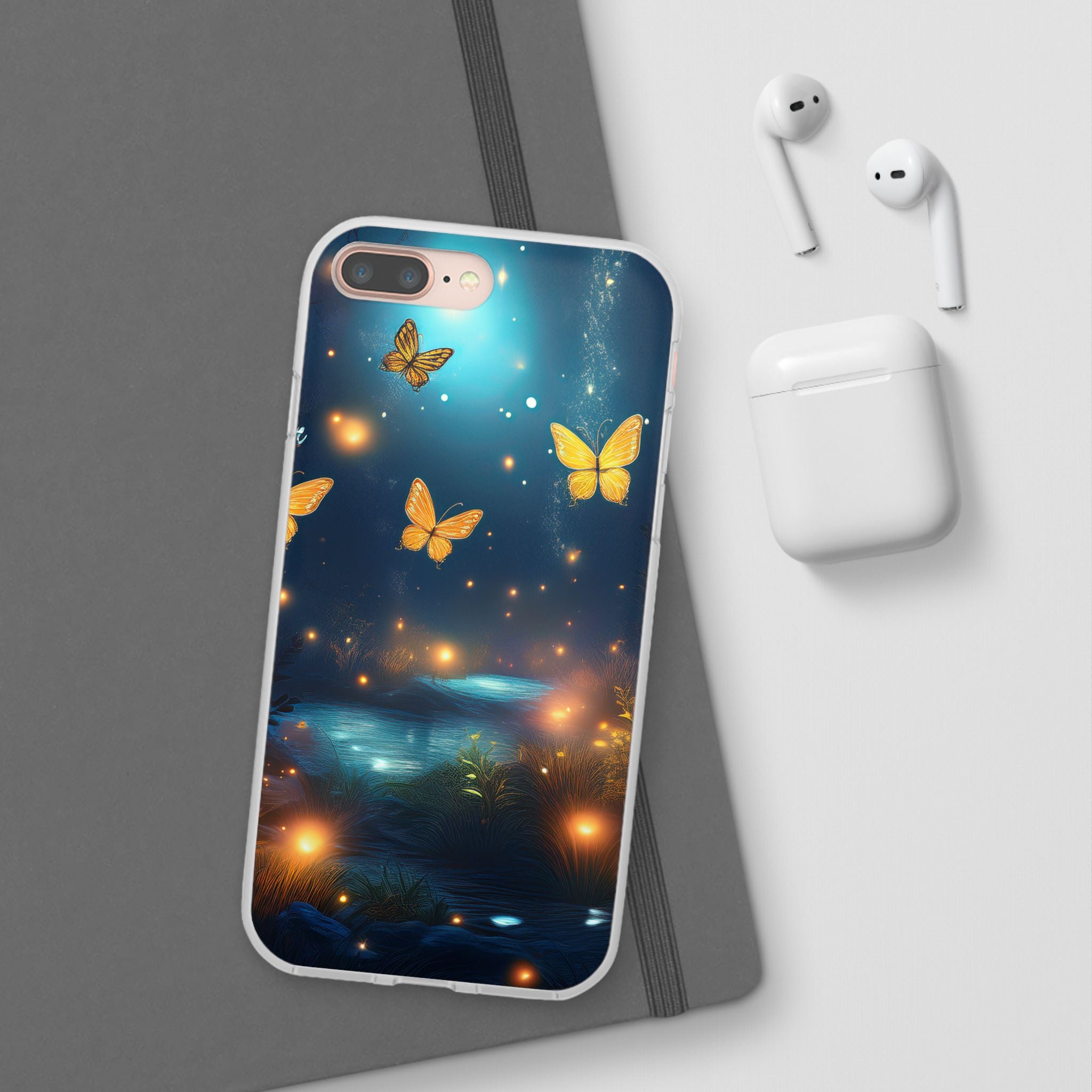 Butterfly Night Sky Phone Case – Glowing Firefly Fantasy for iPhone