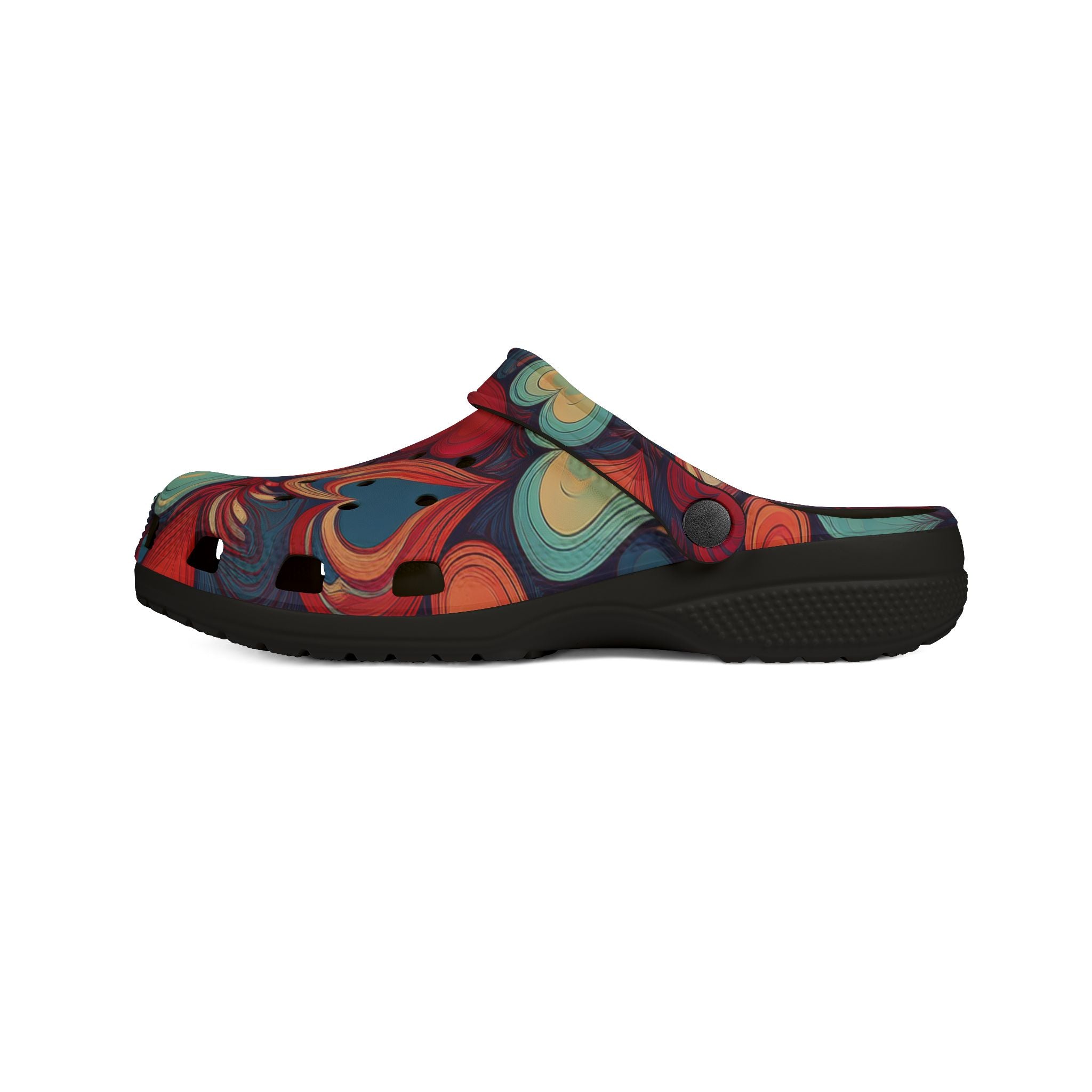Heart Swirl Clogs — Colorful Retro EVA Foam Slip-On Shoes