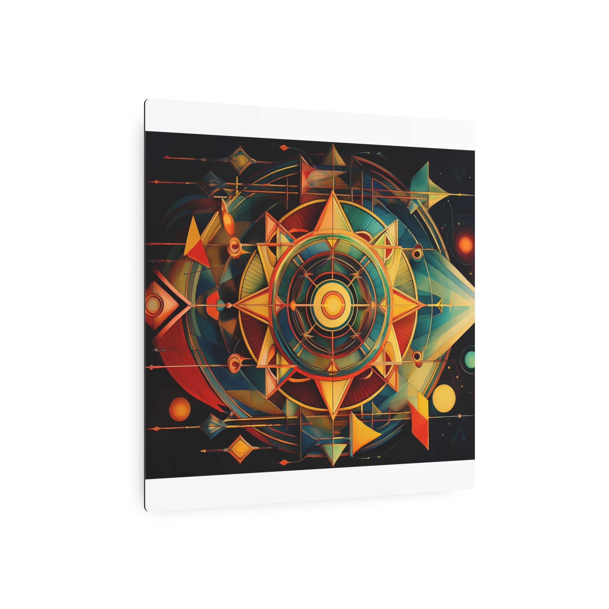 Geometric Compass Metal Art Sign — Abstract Nautical Wall Decor