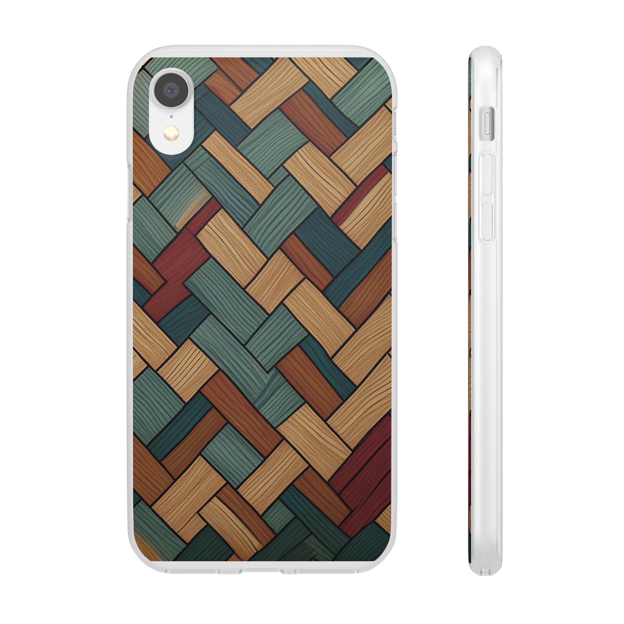 Woven Wood Pattern Phone Case — Rustic Geometric iPhone Flexi Case