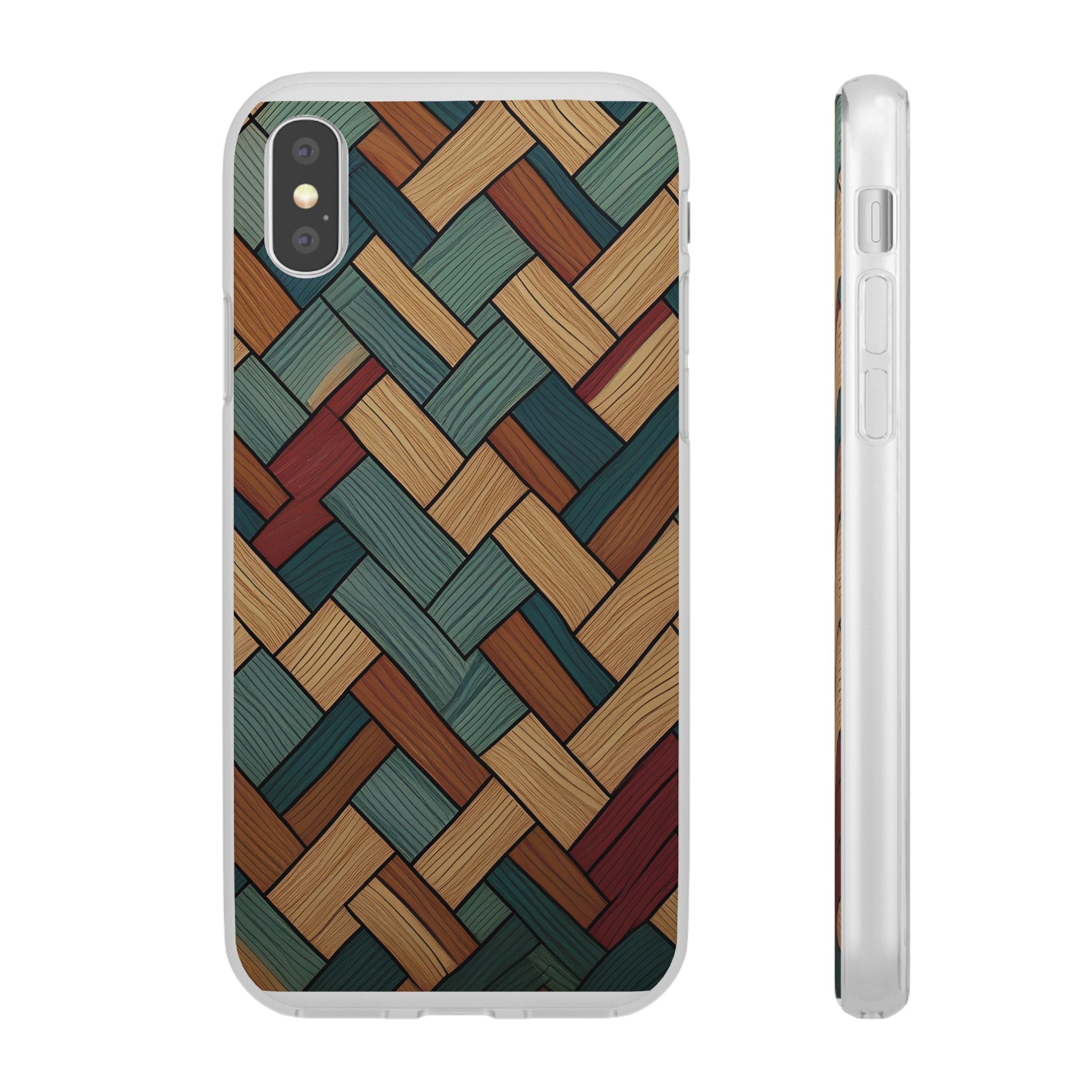 Woven Wood Pattern Phone Case — Rustic Geometric iPhone Flexi Case