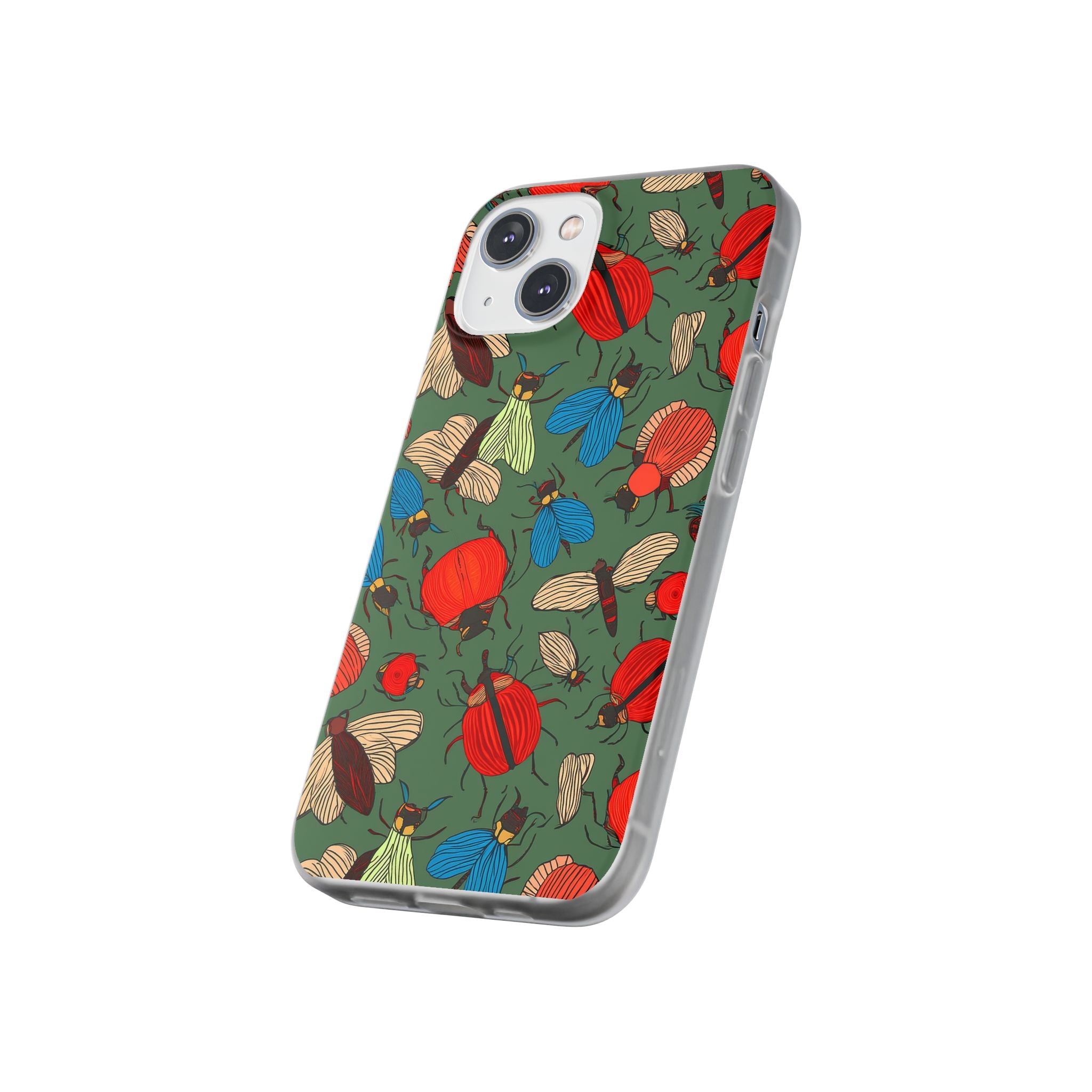 Bug Pattern Phone Case — Colorful Beetles & Flies Design