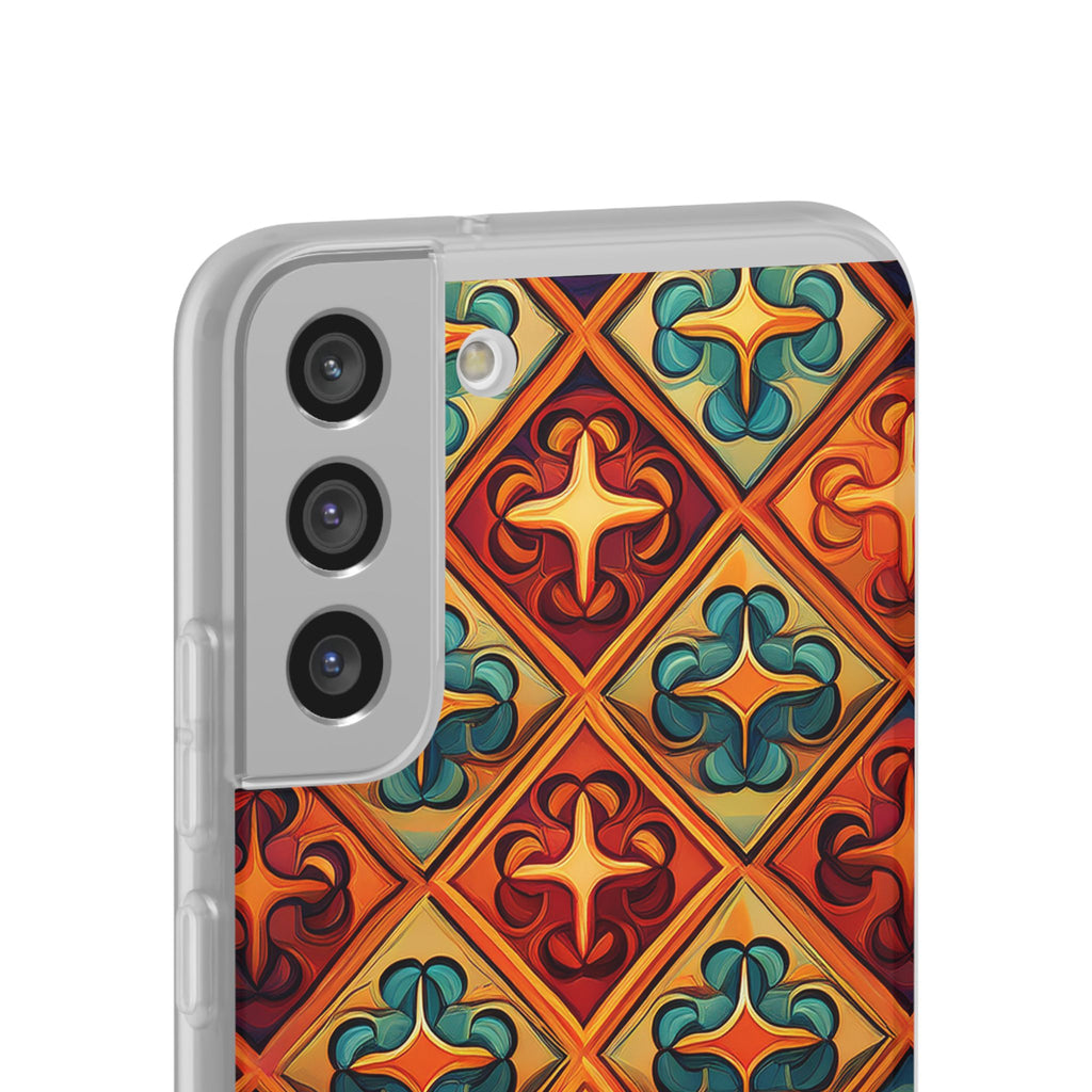 Vintage Tile Pattern Phone Case — Retro Moroccan Geometric Flexi Case
