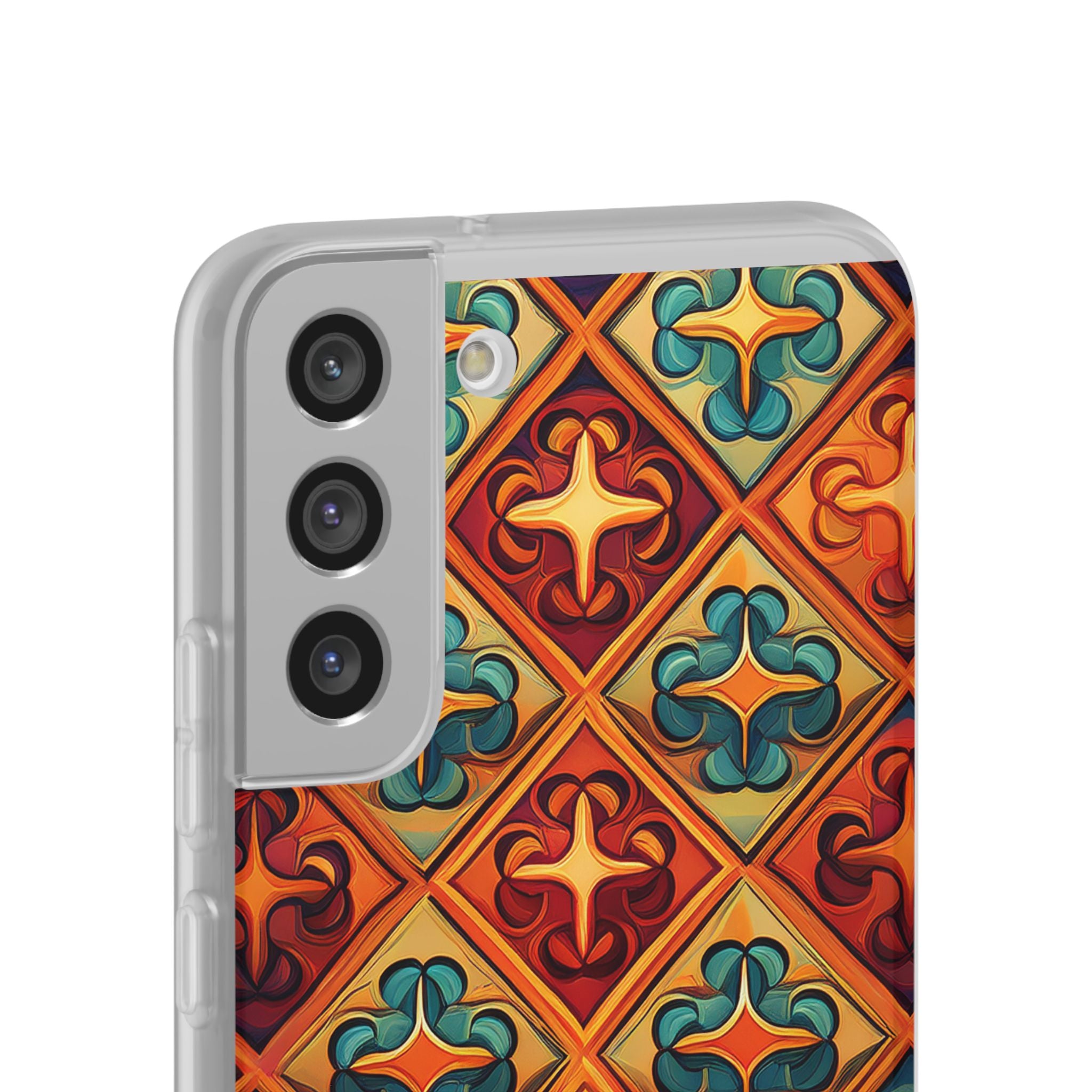 Vintage Tile Pattern Phone Case — Retro Moroccan Geometric Flexi Case