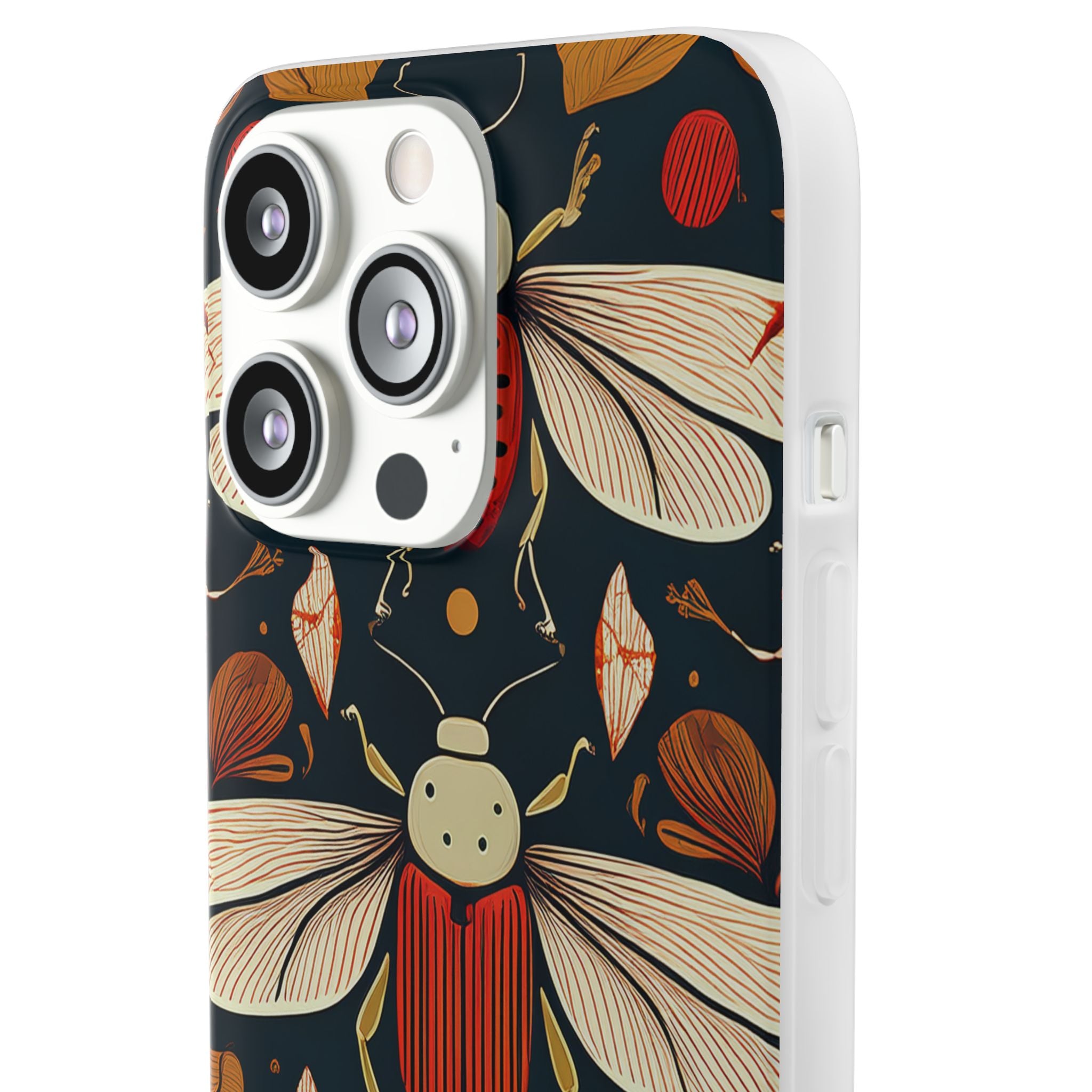 Bug Pattern Phone Case — Vintage Floral Firefly Design