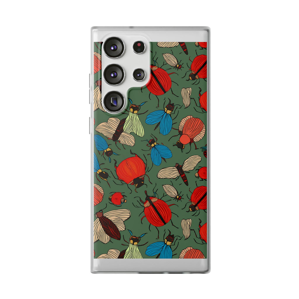 Bug Pattern Phone Case — Colorful Beetles & Flies Design