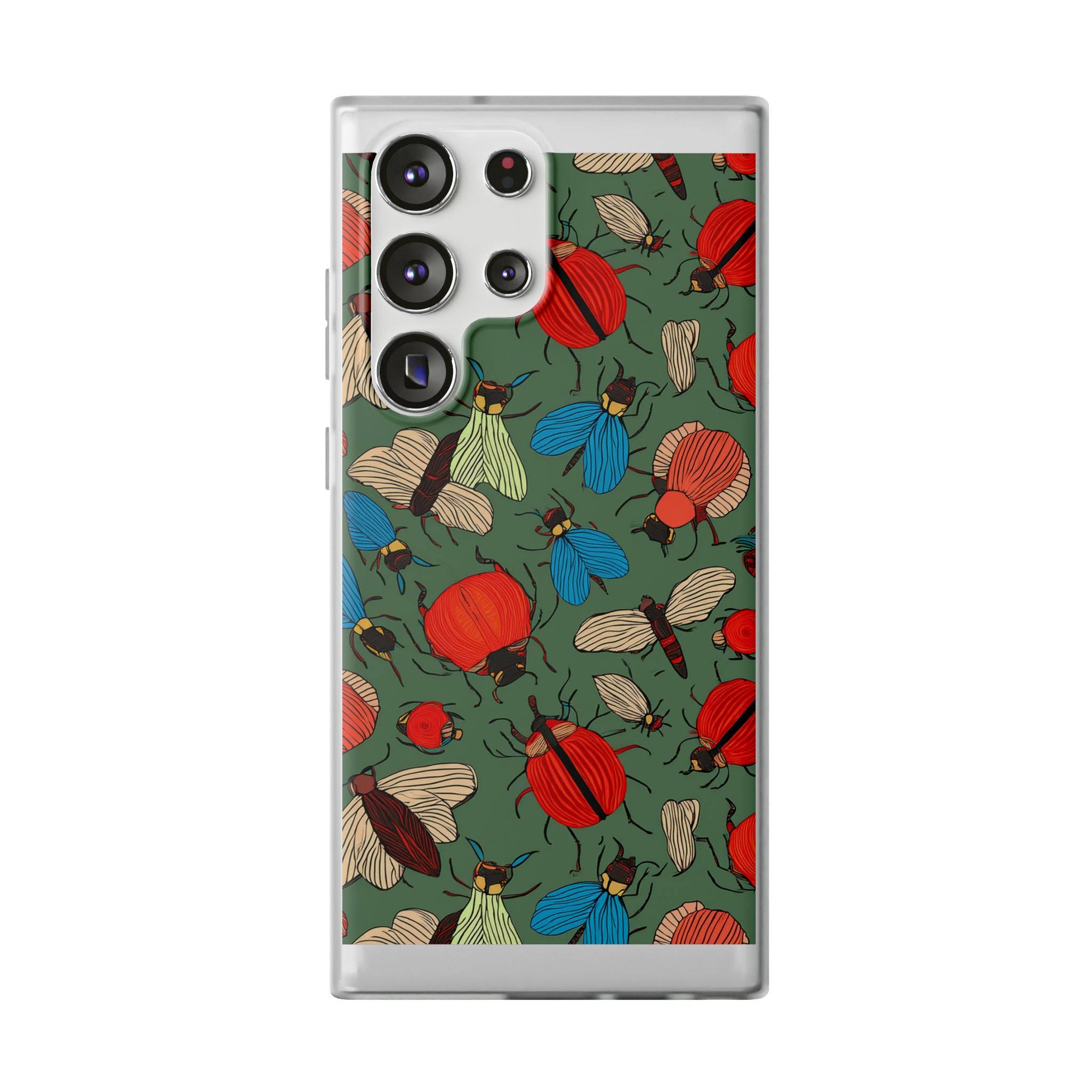 Bug Pattern Phone Case — Colorful Beetles & Flies Design