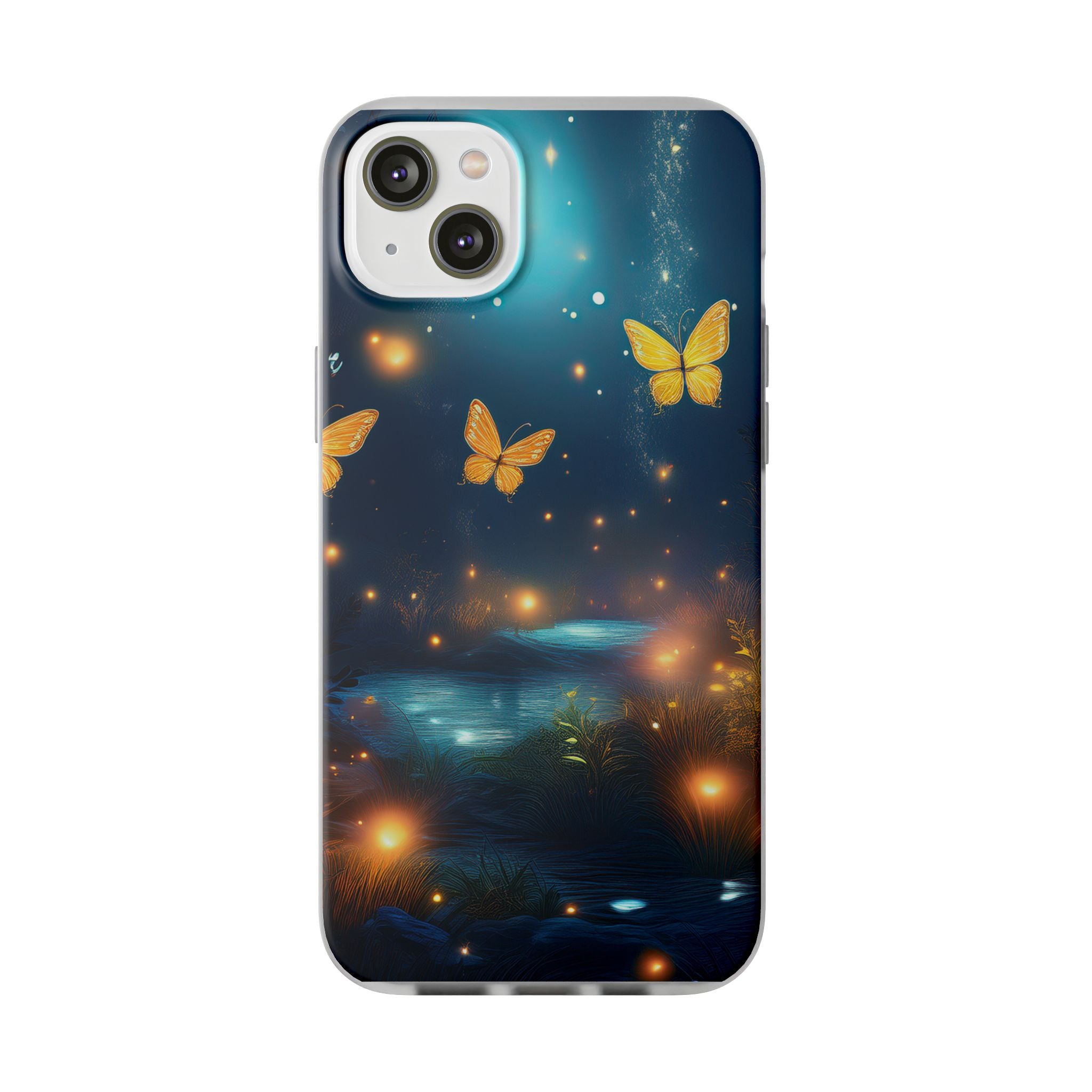 Butterfly Night Sky Phone Case – Glowing Firefly Fantasy for iPhone