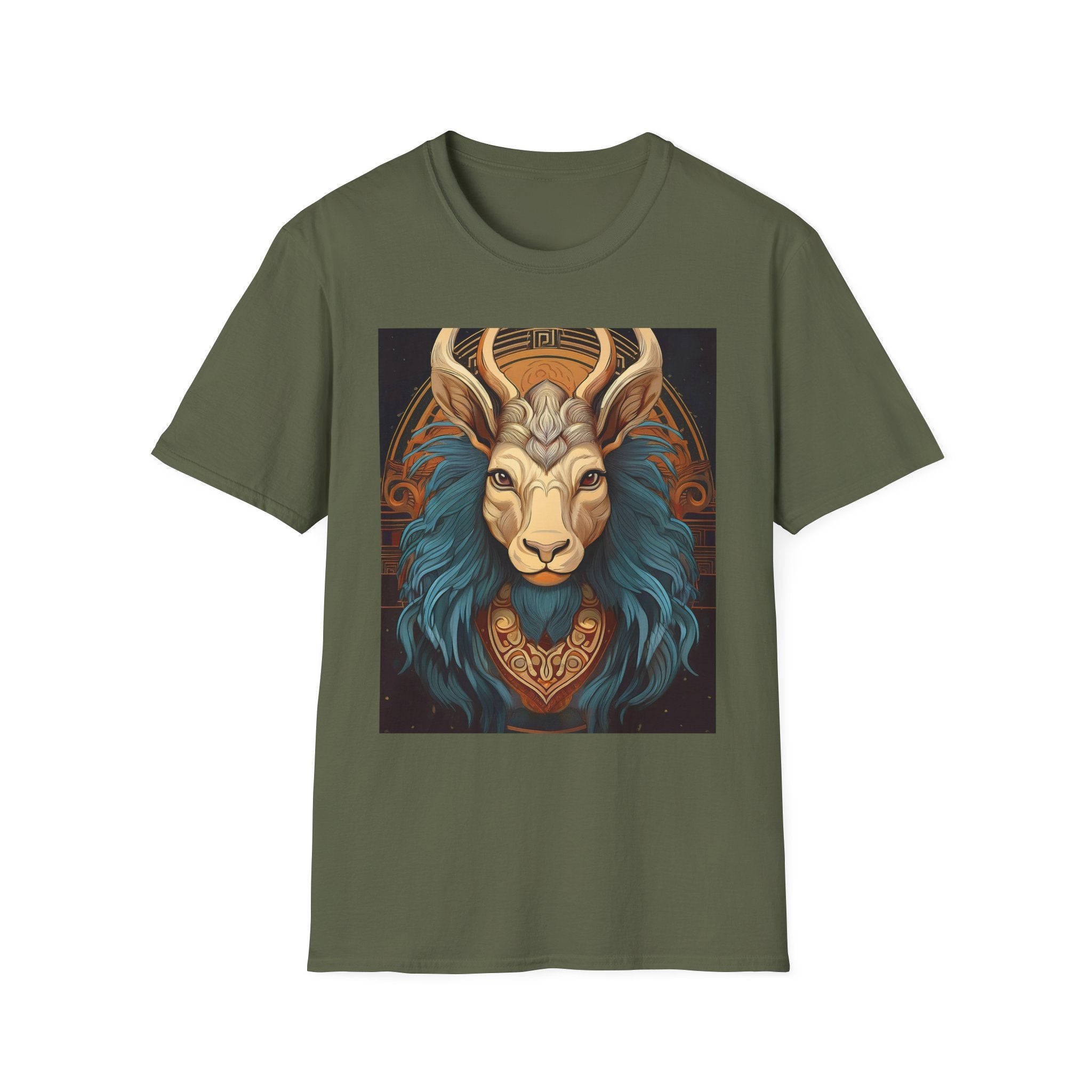 Mythic Ram Graphic T-Shirt — Ornate Zodiac/Leo-Inspired Art