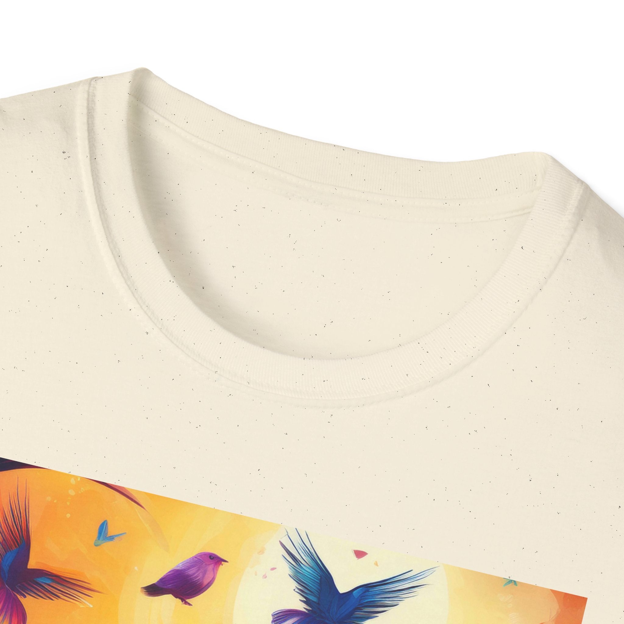 Birds at Dawn Graphic T-Shirt — Colorful Floral Songbird Tee