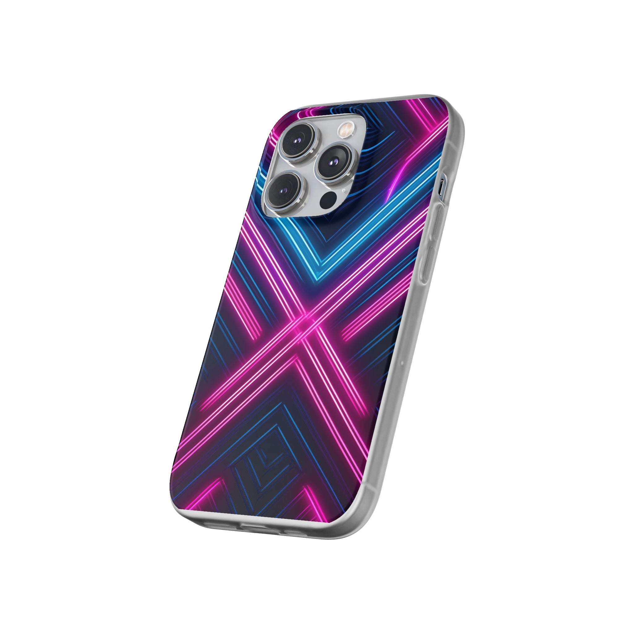 Neon Geometric Phone Case – Retro Vibes Blue & Pink Flexi Case