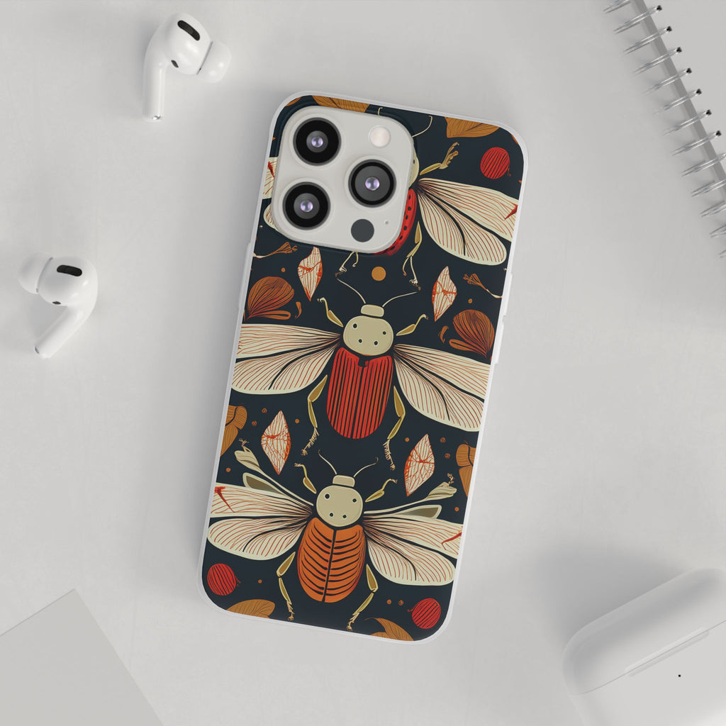Bug Pattern Phone Case — Vintage Floral Firefly Design