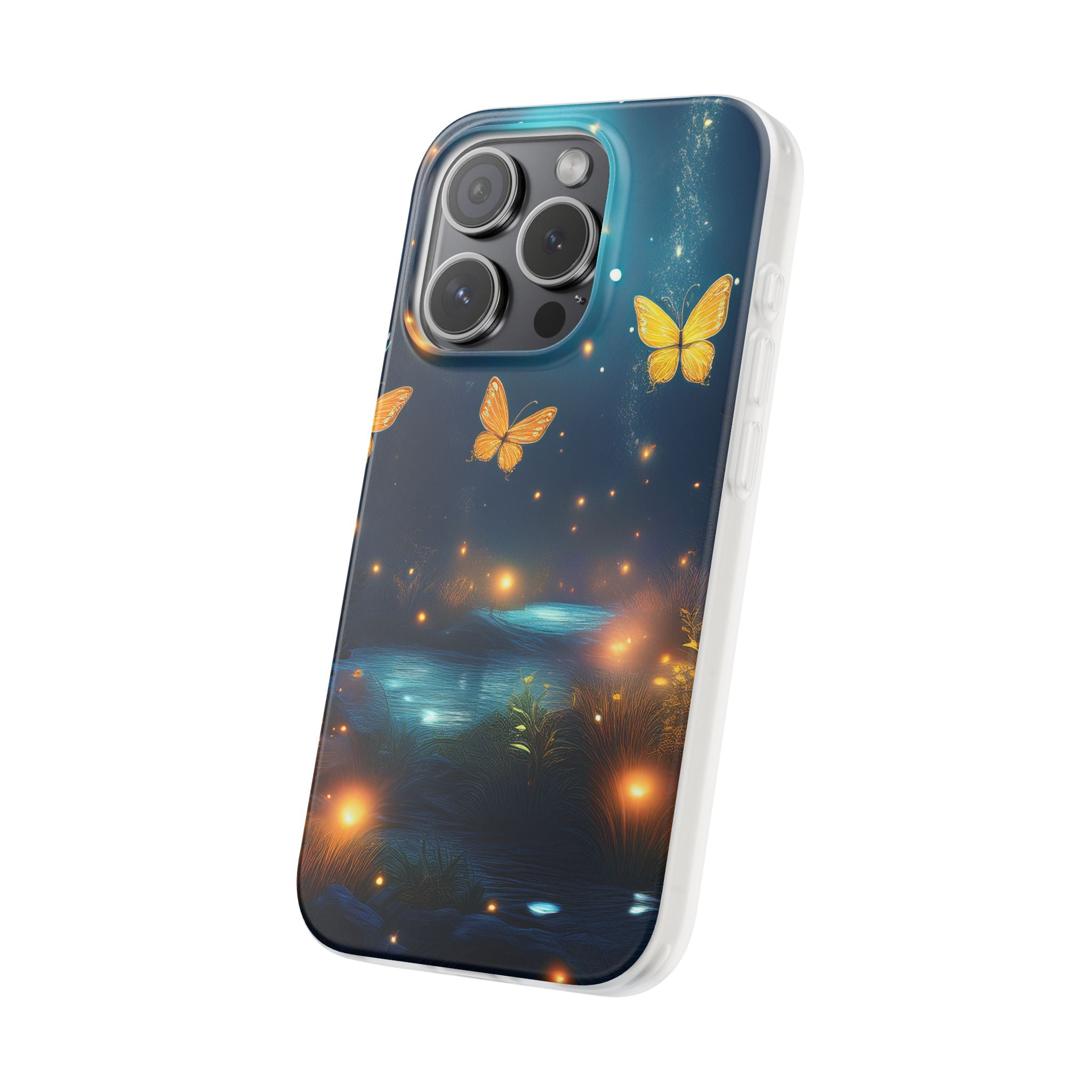 Butterfly Night Sky Phone Case – Glowing Firefly Fantasy for iPhone