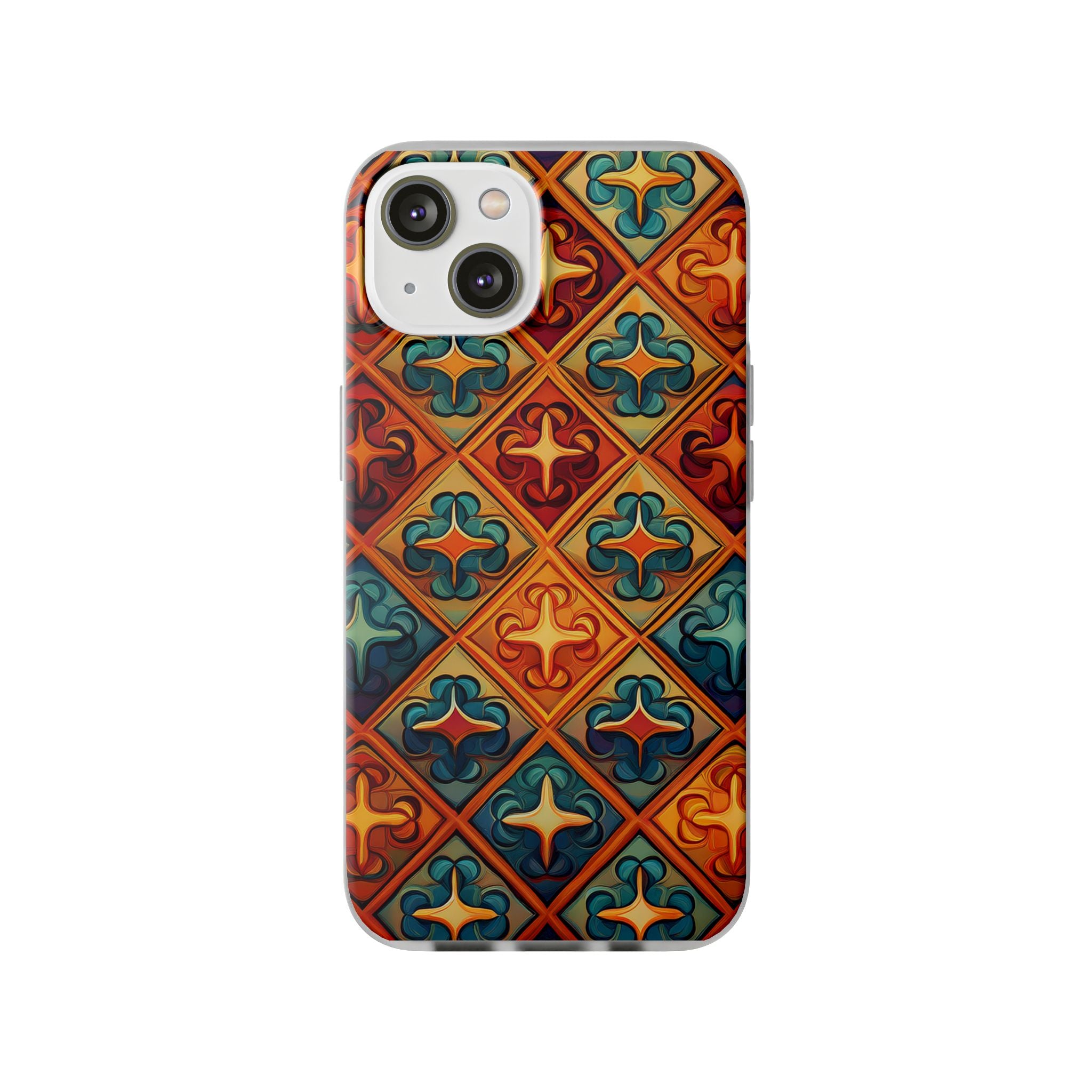 Vintage Tile Pattern Phone Case — Retro Moroccan Geometric Flexi Case