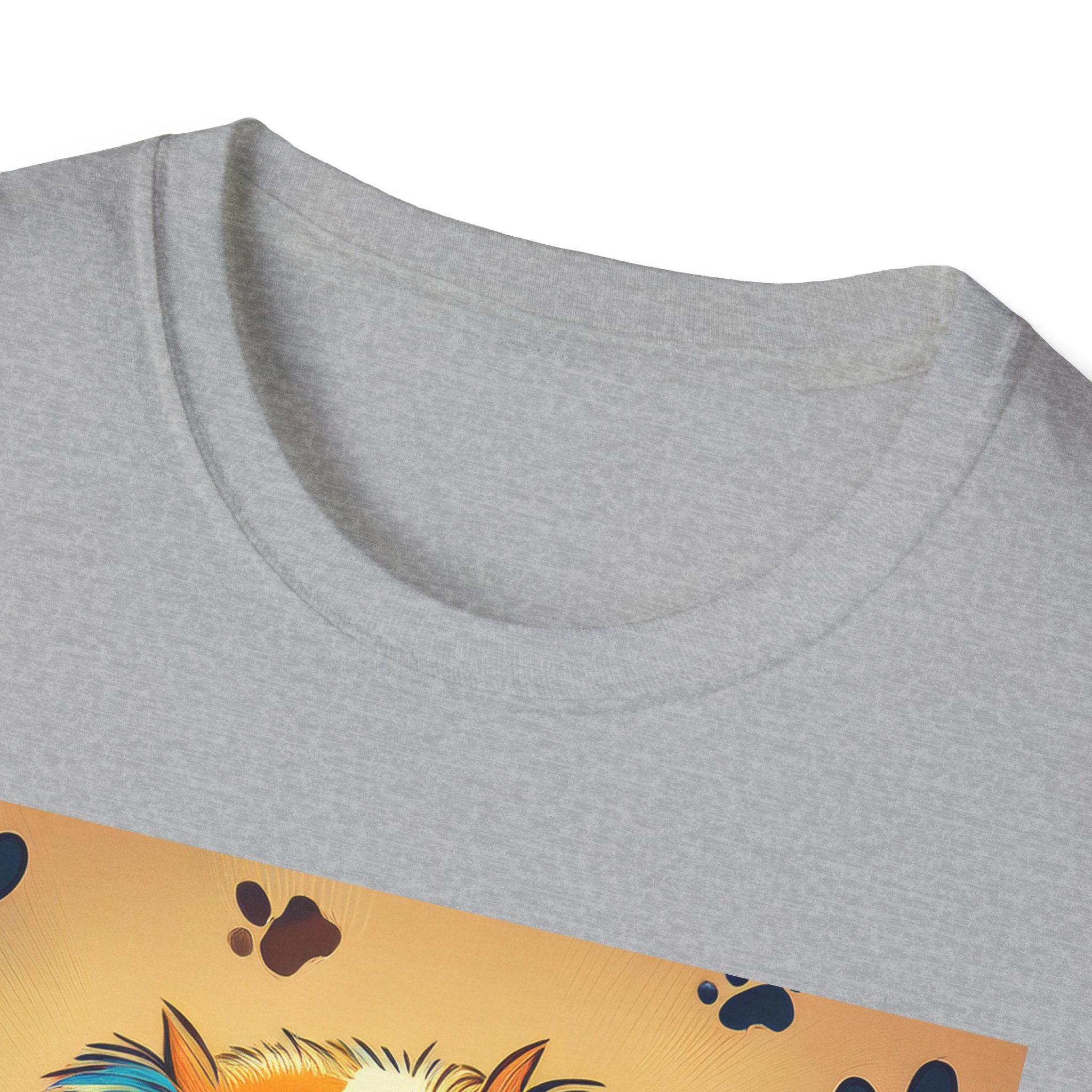 Cute Puppy Portrait T-Shirt — Colorful Paw Print Dog Graphic Tee