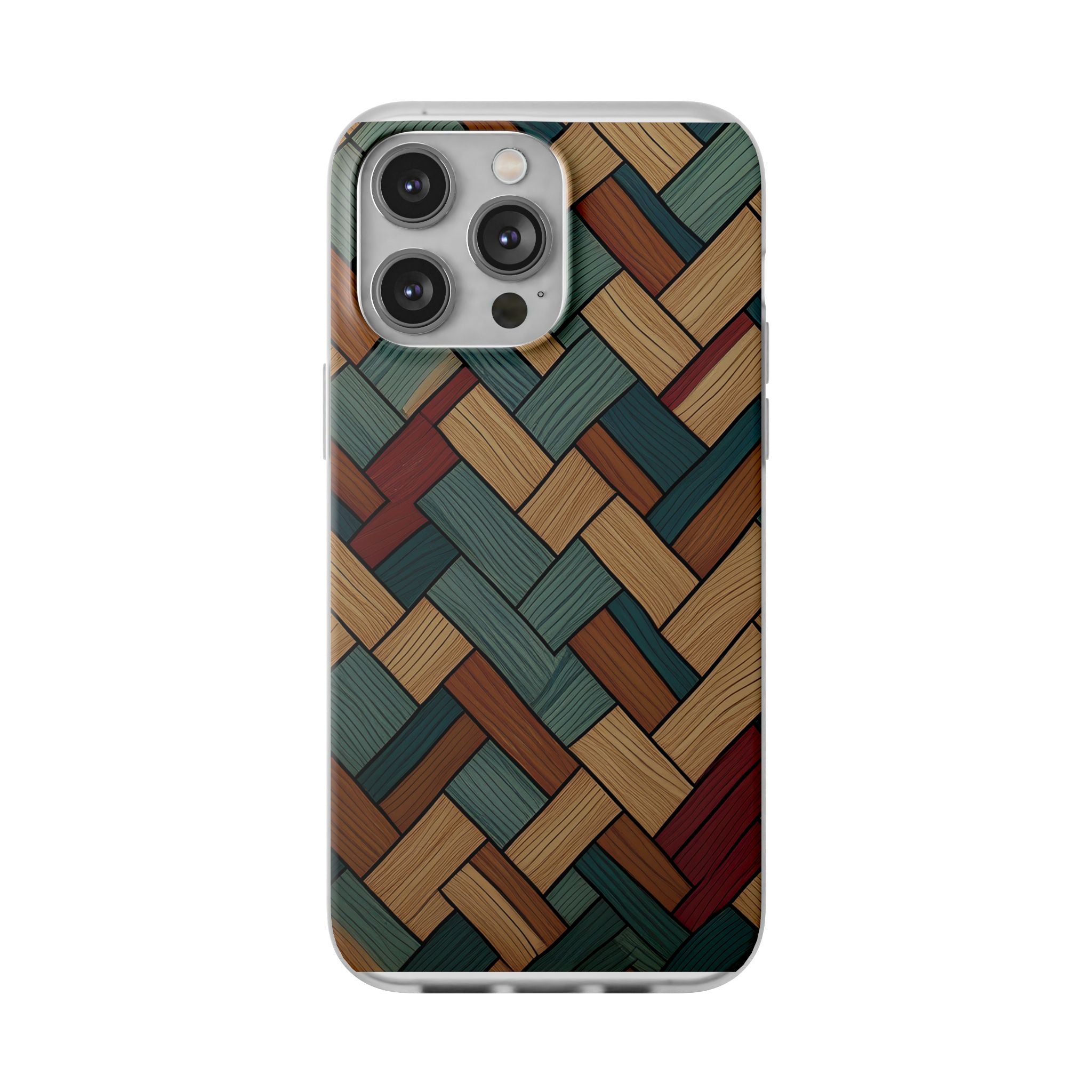 Woven Wood Pattern Phone Case — Rustic Geometric iPhone Flexi Case