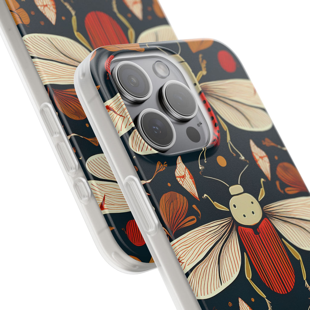 Bug Pattern Phone Case — Vintage Floral Firefly Design