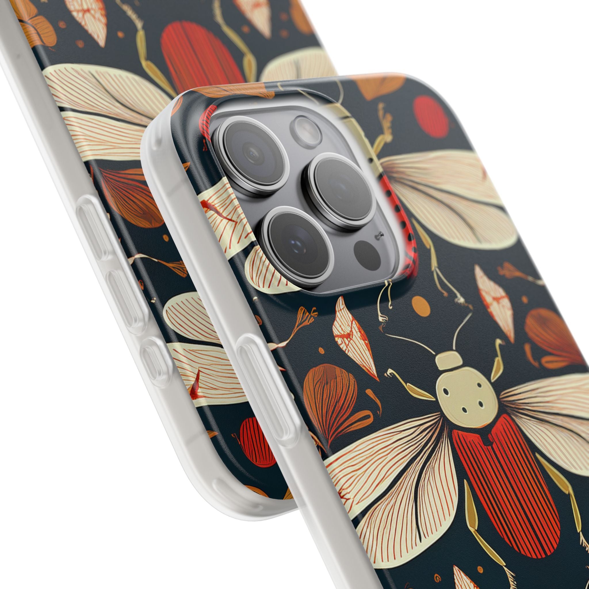 Bug Pattern Phone Case — Vintage Floral Firefly Design
