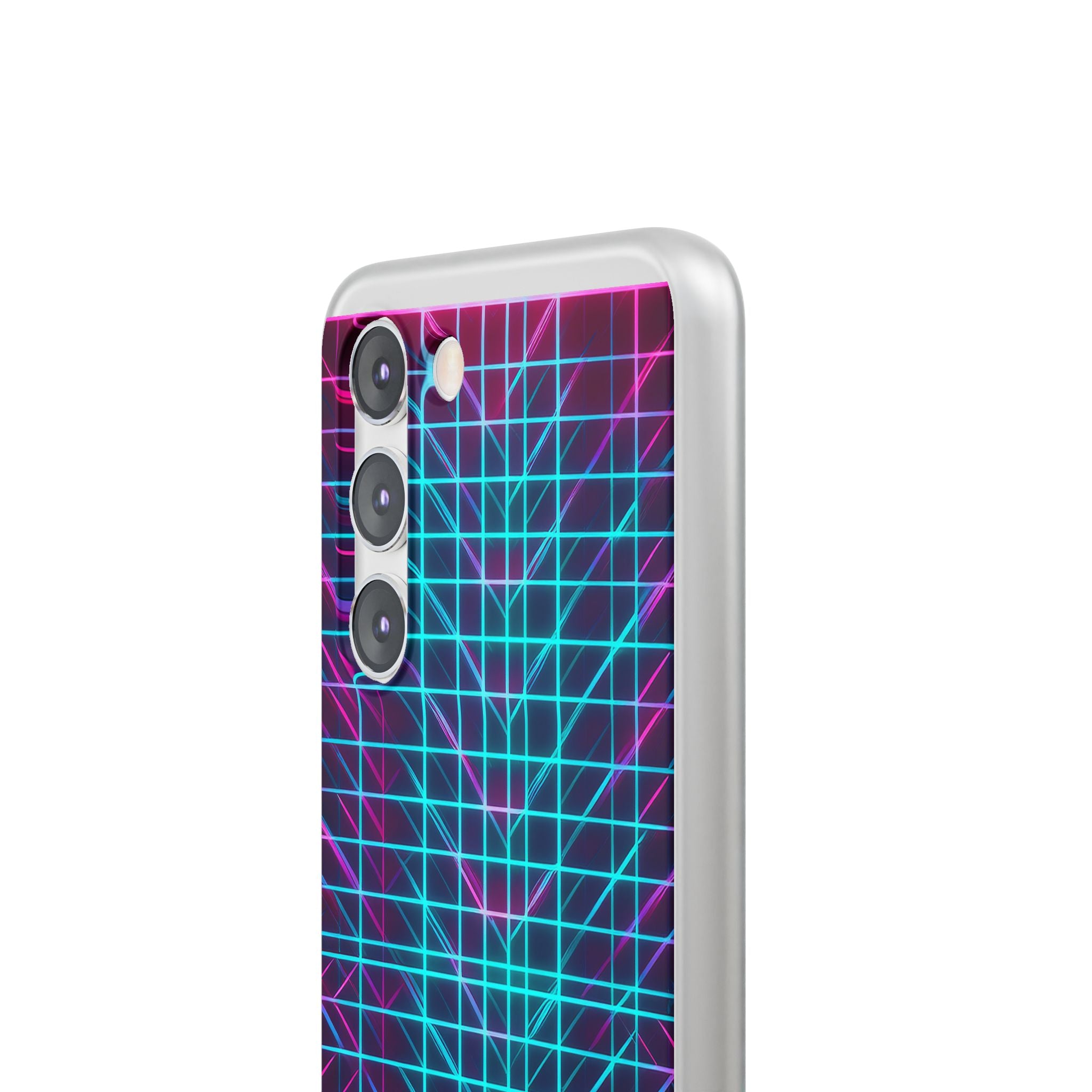 Retro Neon Grid Phone Case – 80s Vaporwave Geometric iPhone Cover