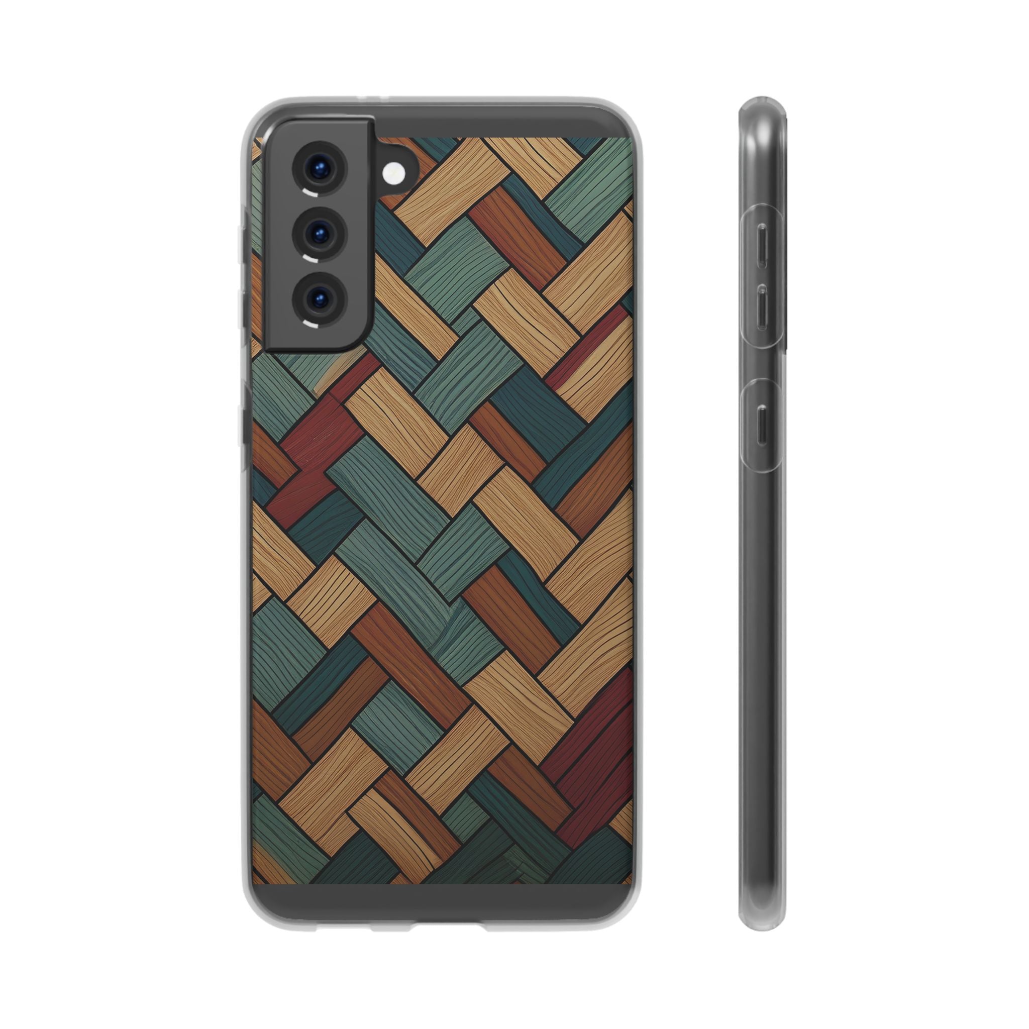 Woven Wood Pattern Phone Case — Rustic Geometric iPhone Flexi Case