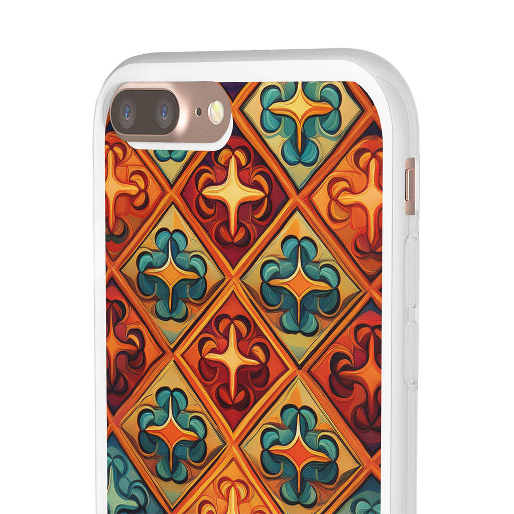 Vintage Tile Pattern Phone Case — Retro Moroccan Geometric Flexi Case