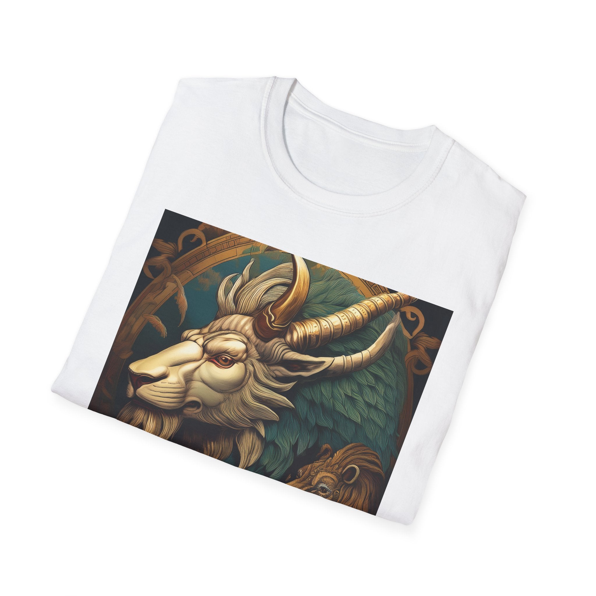 Mythical Beast Art T-Shirt — Majestic Ram & Goat Fantasy Illustration