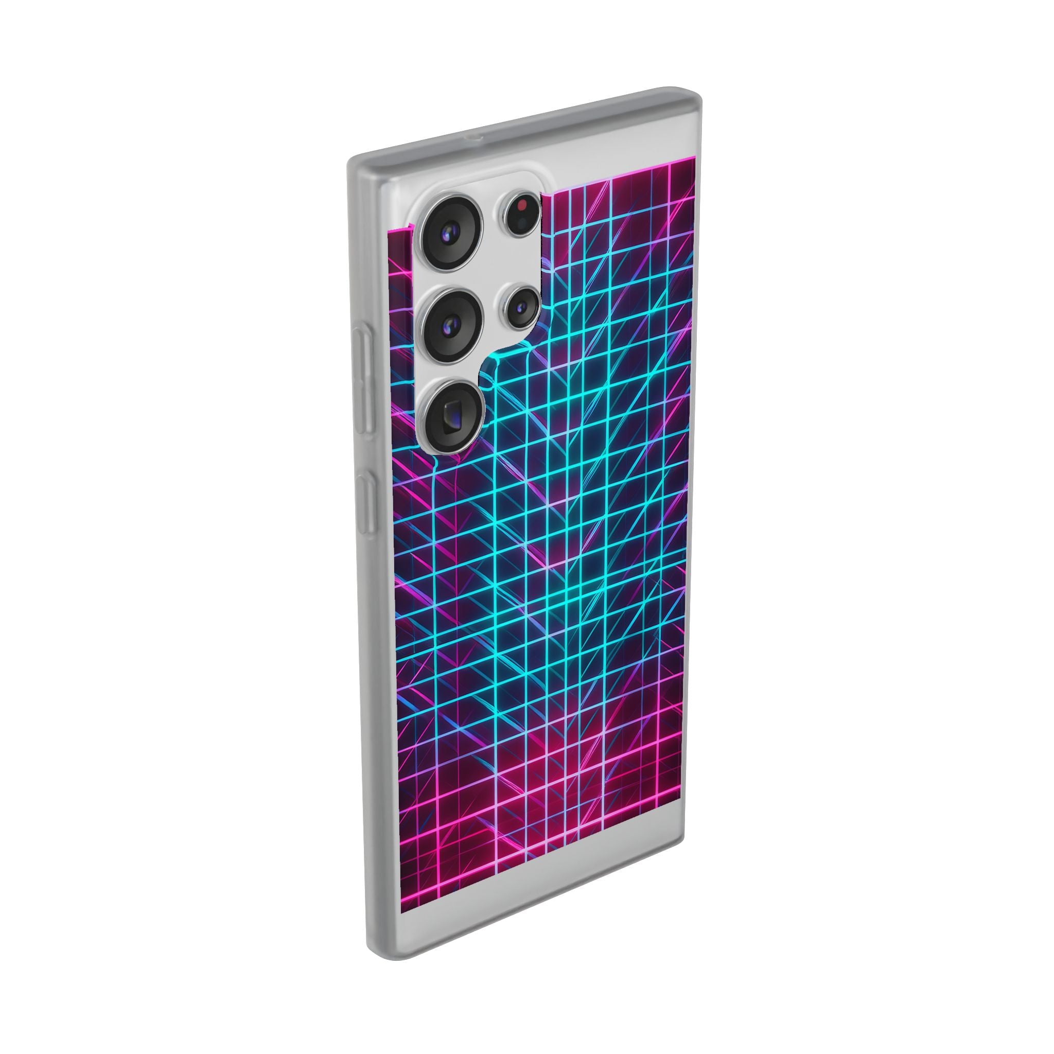 Retro Neon Grid Phone Case – 80s Vaporwave Geometric iPhone Cover
