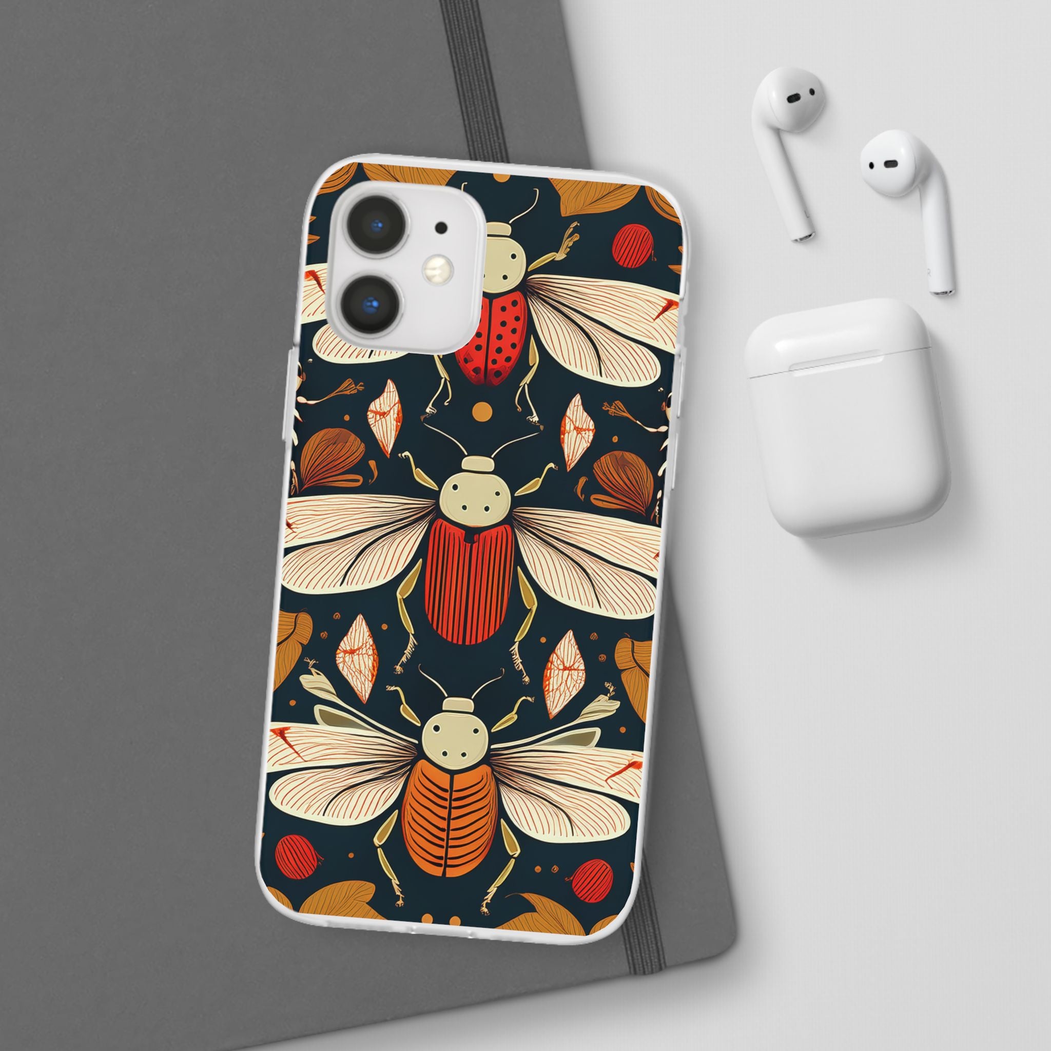 Bug Pattern Phone Case — Vintage Floral Firefly Design