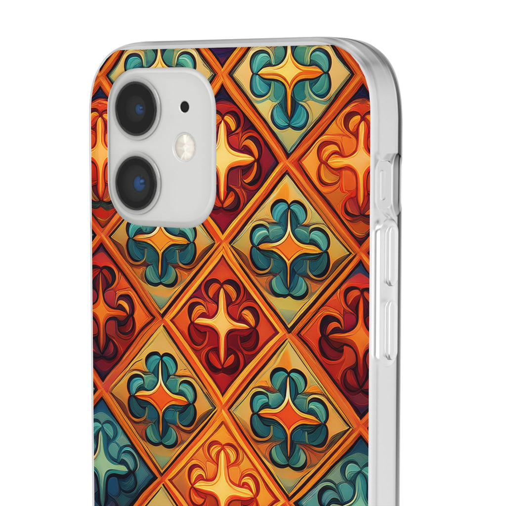 Vintage Tile Pattern Phone Case — Retro Moroccan Geometric Flexi Case