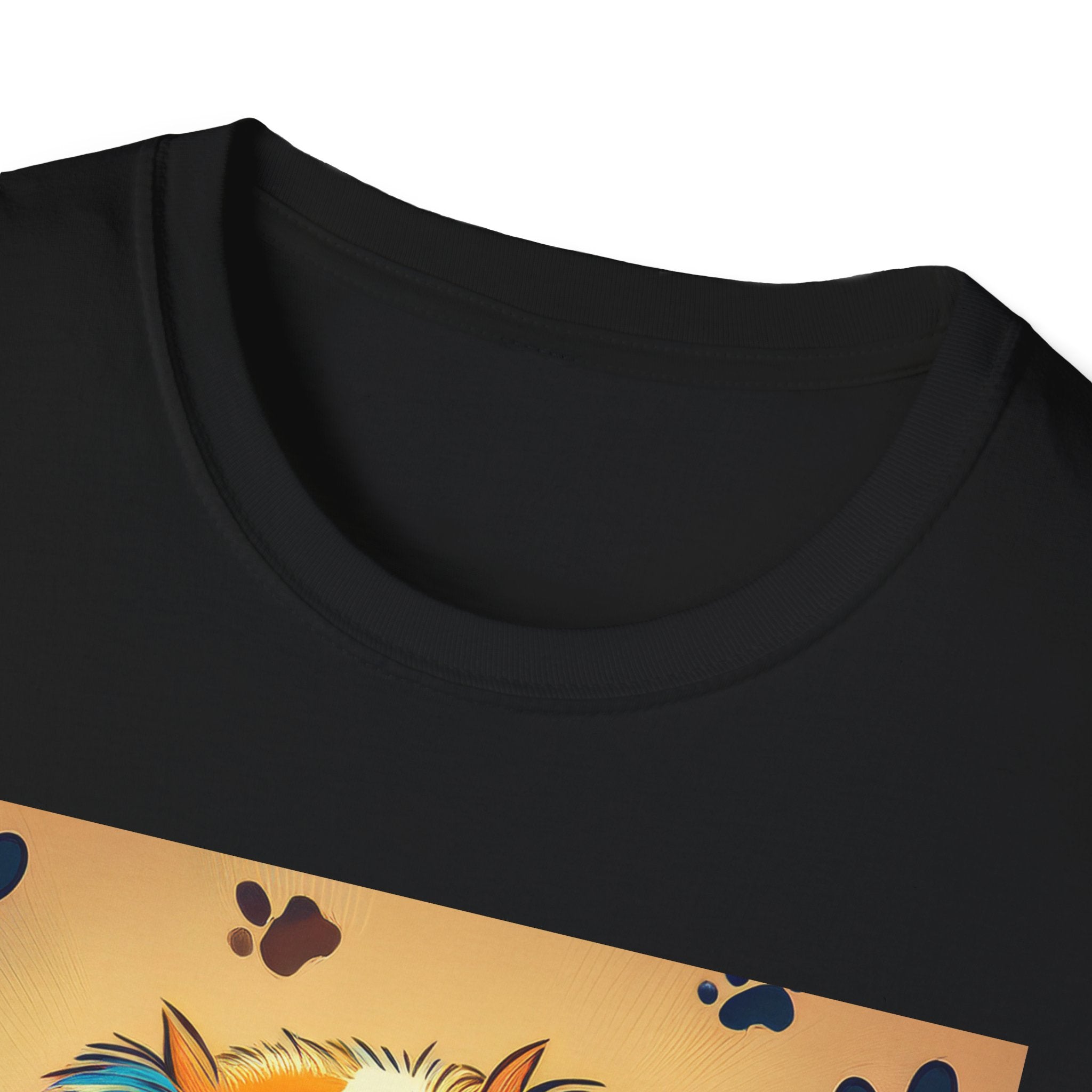 Cute Puppy Portrait T-Shirt — Colorful Paw Print Dog Graphic Tee