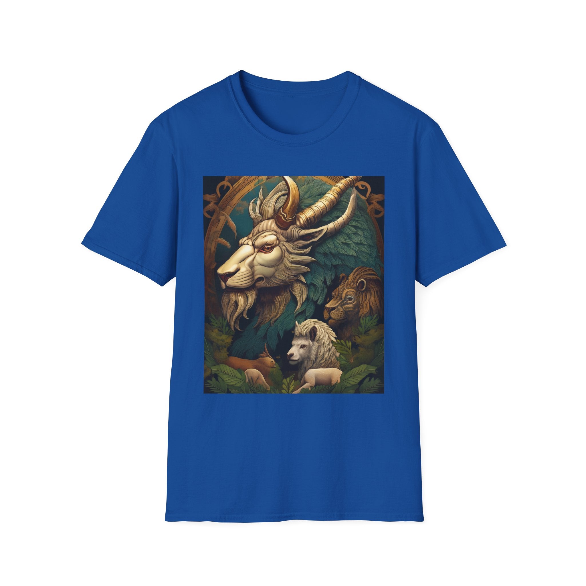 Mythical Beast Art T-Shirt — Majestic Ram & Goat Fantasy Illustration