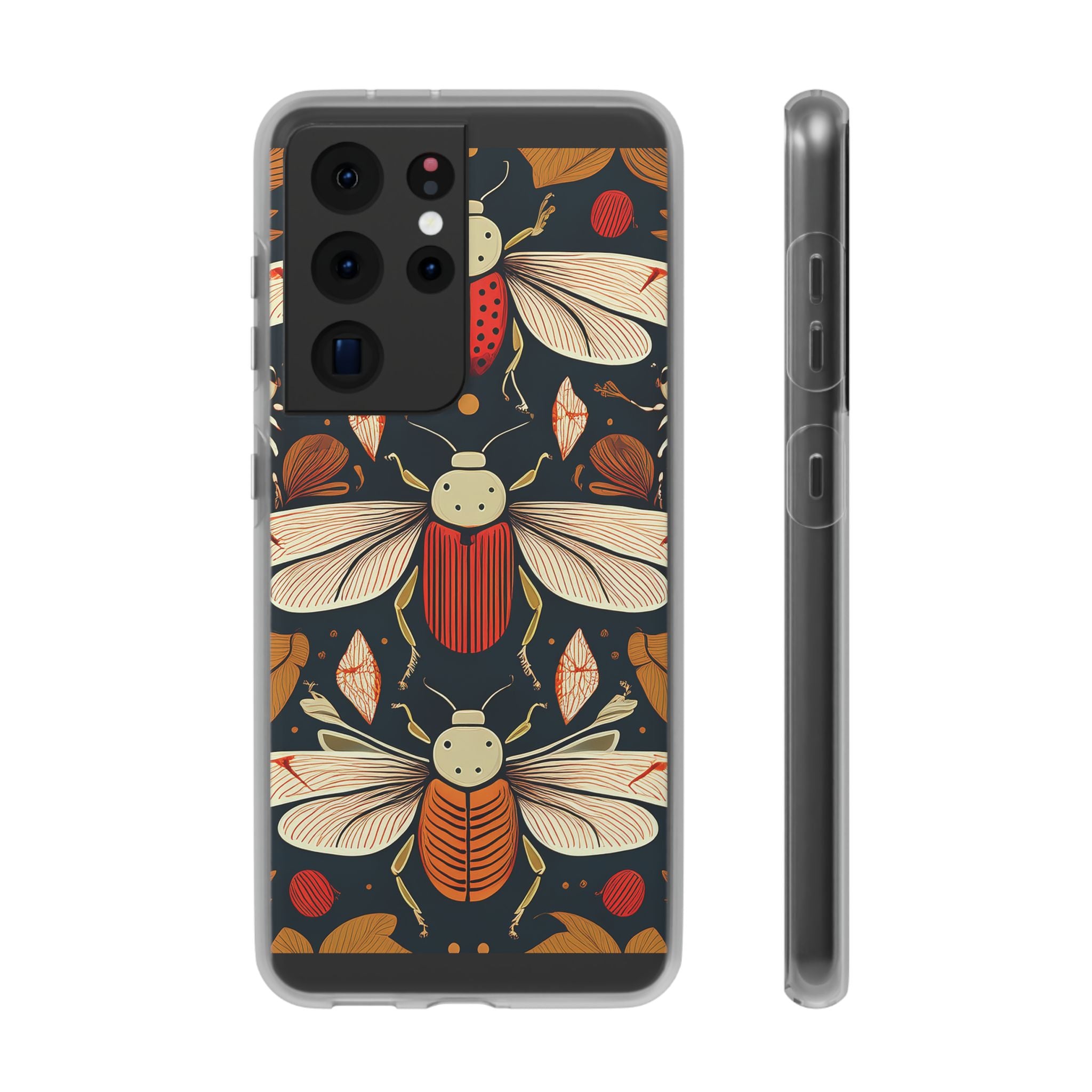 Bug Pattern Phone Case — Vintage Floral Firefly Design