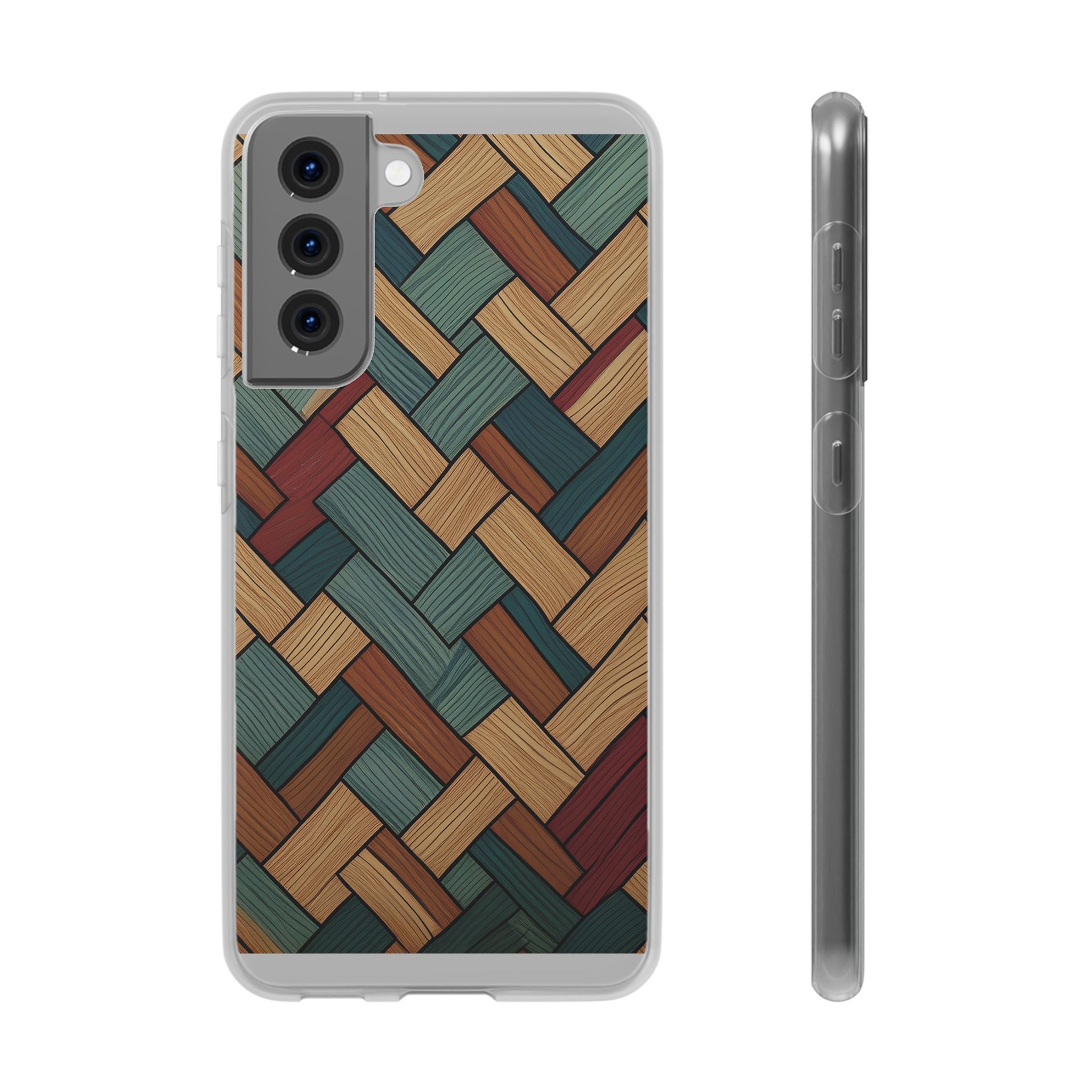 Woven Wood Pattern Phone Case — Rustic Geometric iPhone Flexi Case
