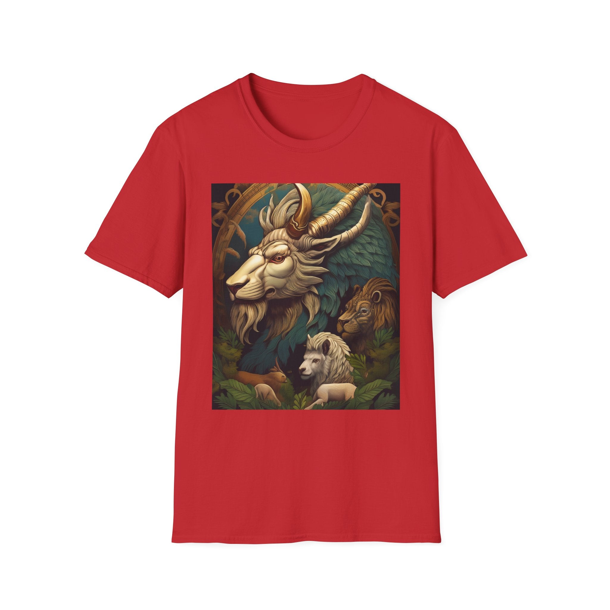 Mythical Beast Art T-Shirt — Majestic Ram & Goat Fantasy Illustration