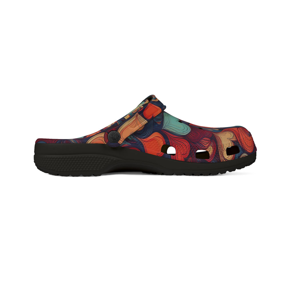 Heart Swirl Clogs — Colorful Retro EVA Foam Slip-On Shoes