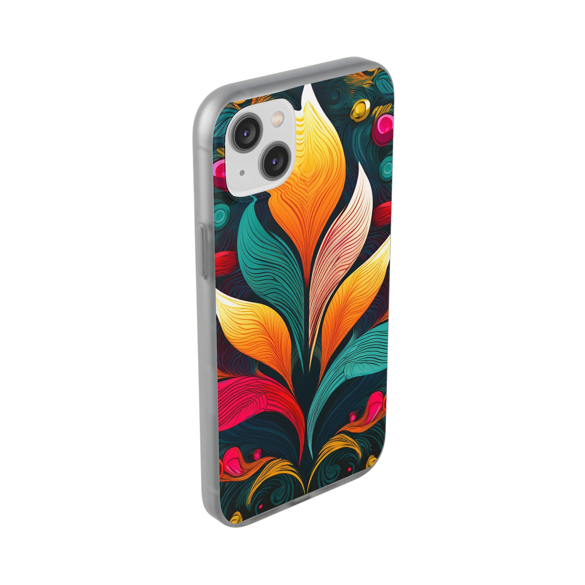 Floral Swirl Phone Case — Vibrant Boho Leaf Art Protective Cover