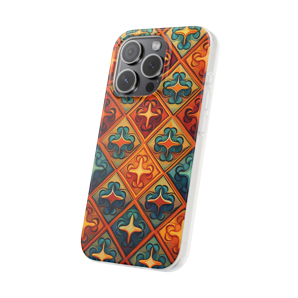 Vintage Tile Pattern Phone Case — Retro Moroccan Geometric Flexi Case