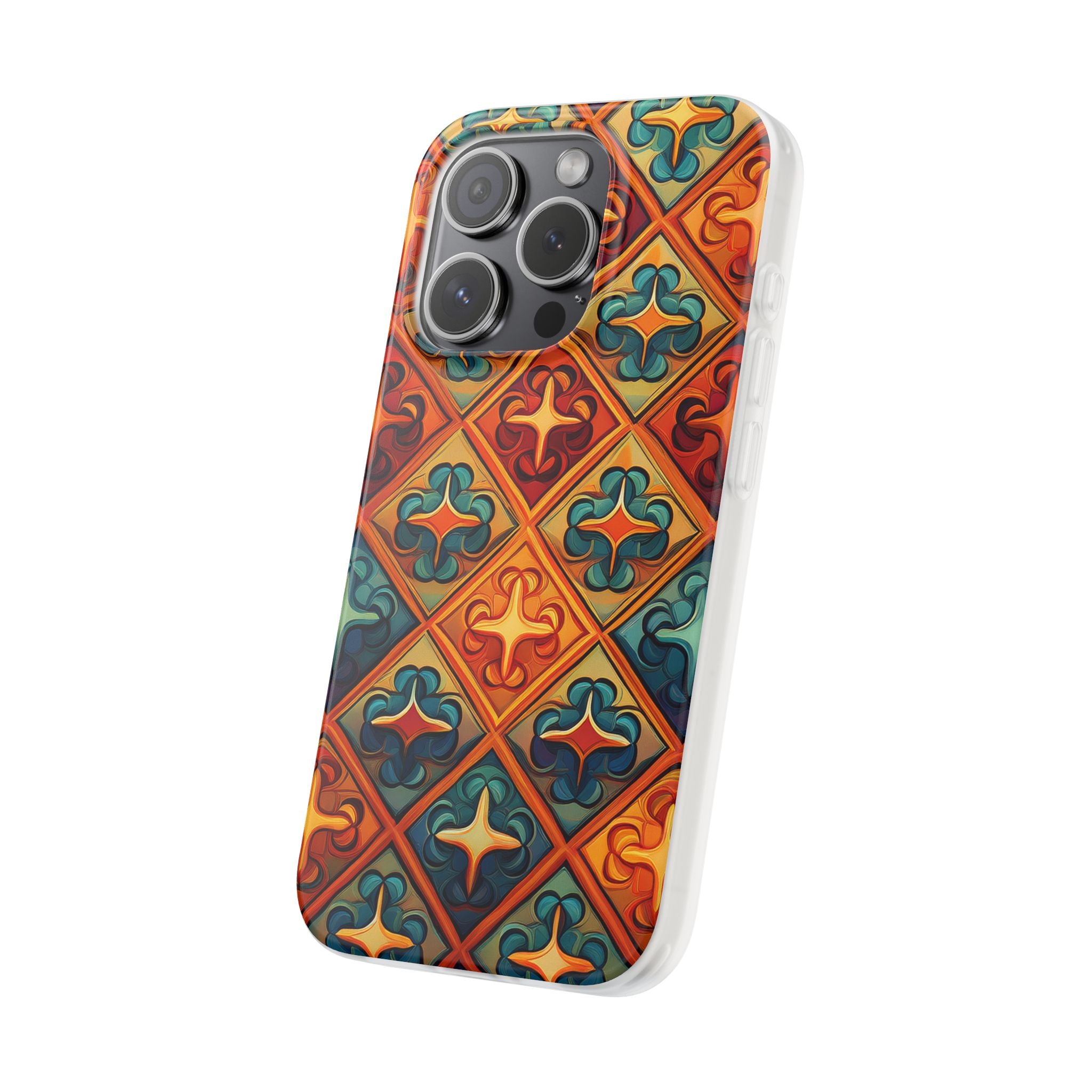 Vintage Tile Pattern Phone Case — Retro Moroccan Geometric Flexi Case