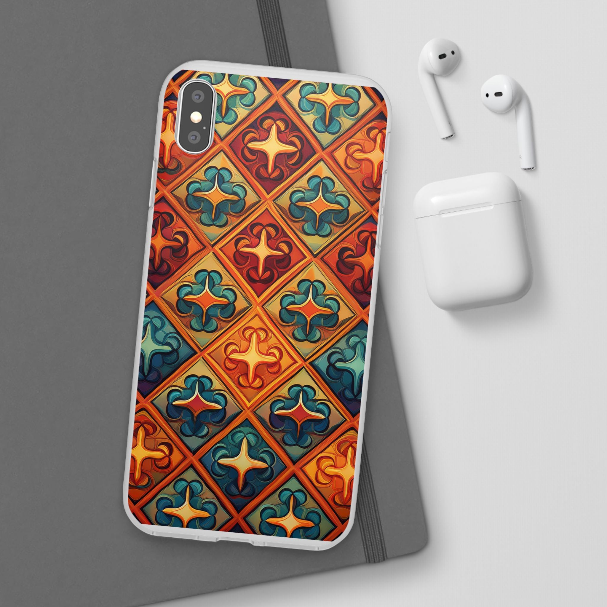 Vintage Tile Pattern Phone Case — Retro Moroccan Geometric Flexi Case