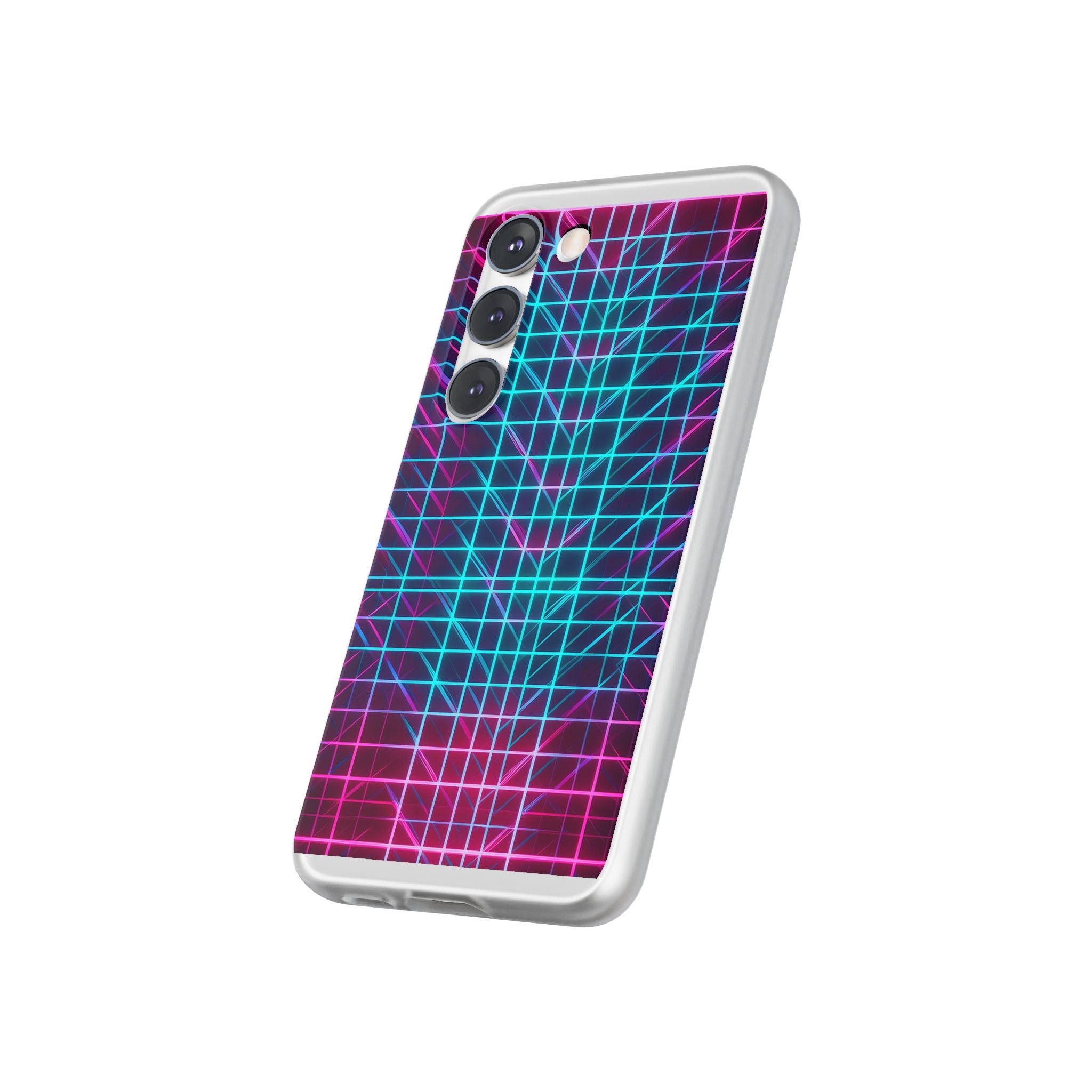 Retro Neon Grid Phone Case – 80s Vaporwave Geometric iPhone Cover