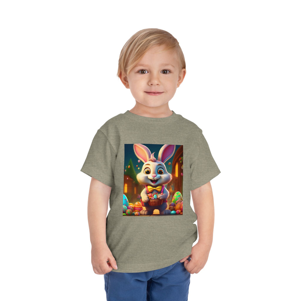 Easter Bunny Toddler Tee — Cute Bunny with Eggs Graphic Shirt