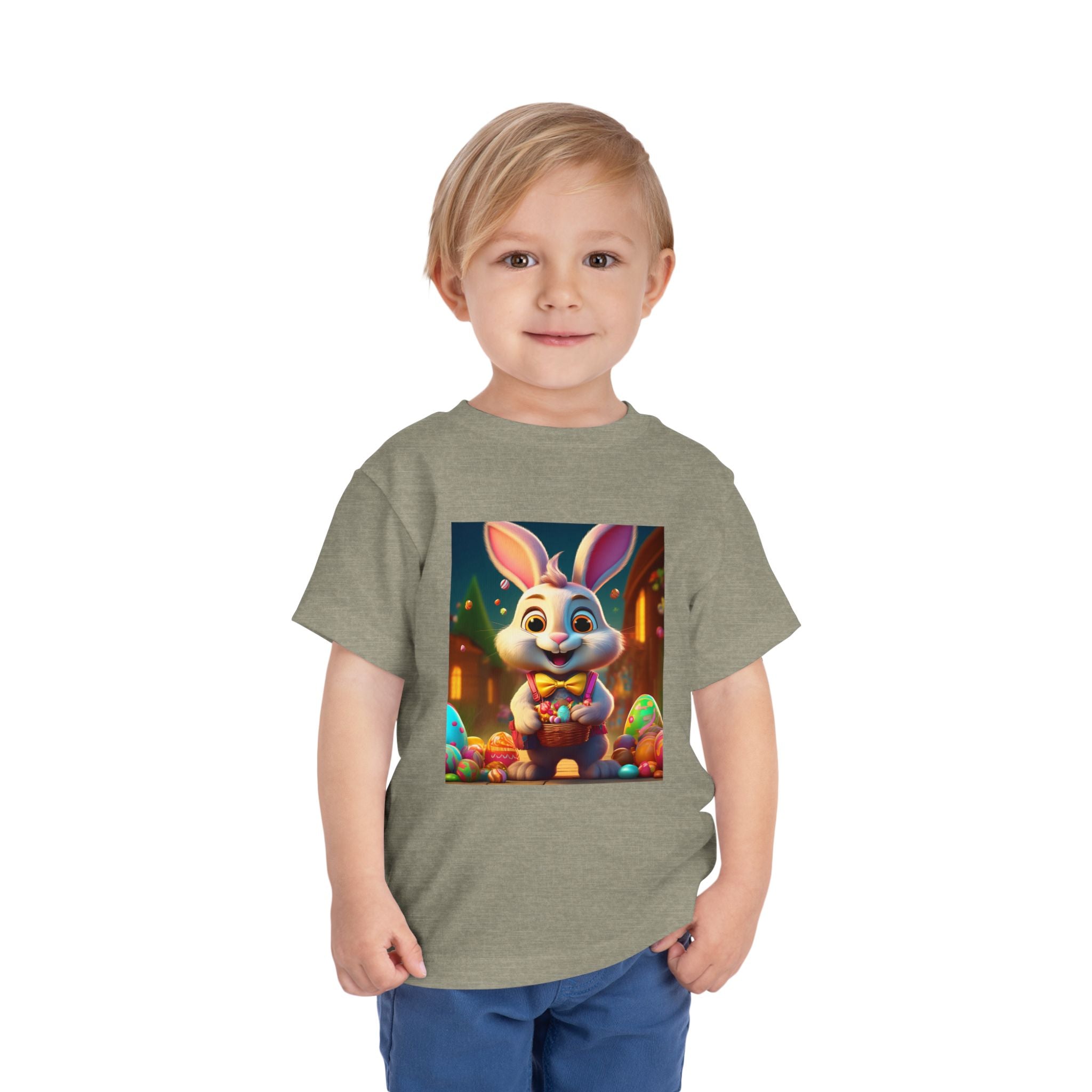 Easter Bunny Toddler Tee — Cute Bunny with Eggs Graphic Shirt