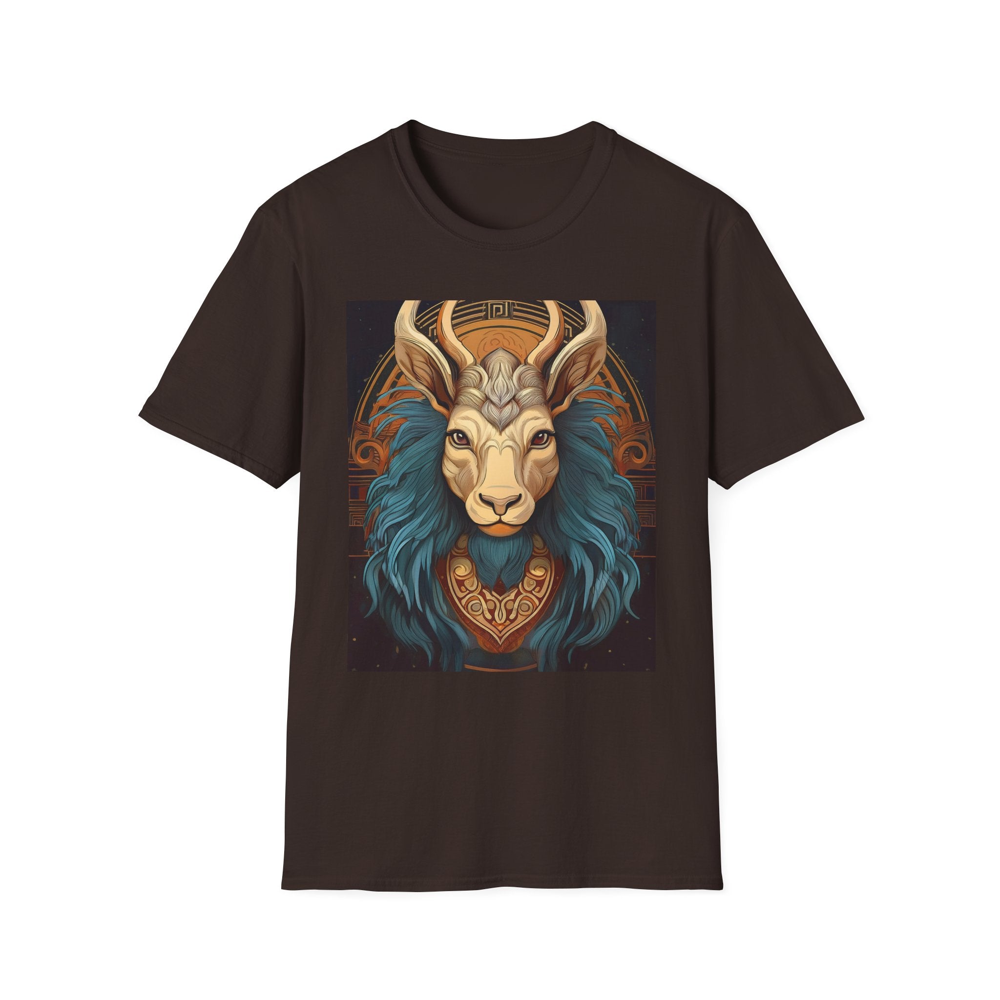 Mythic Ram Graphic T-Shirt — Ornate Zodiac/Leo-Inspired Art